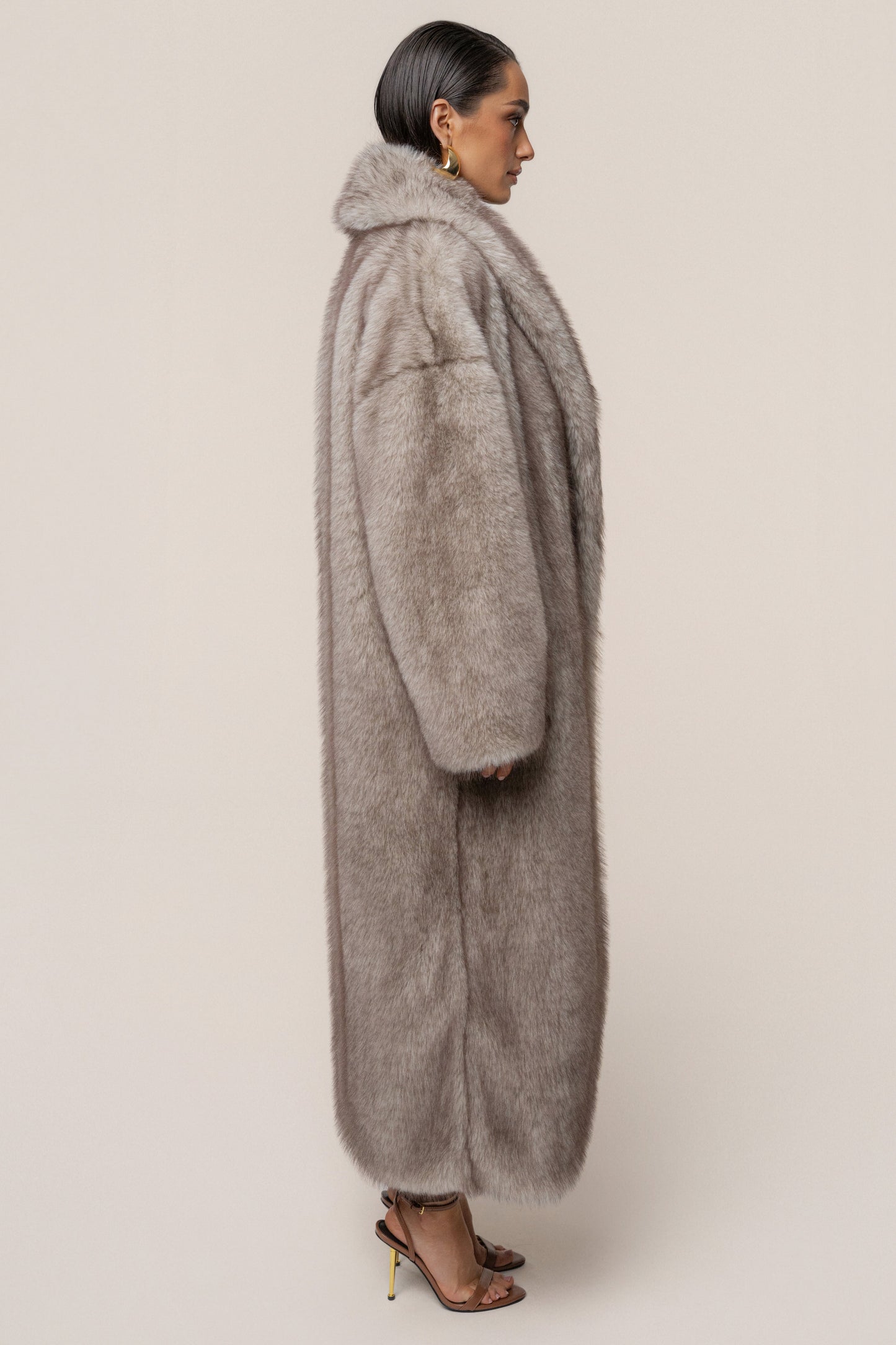 Ivory/Brown Aspen Days Faux Fur Coat JLUXLABEL