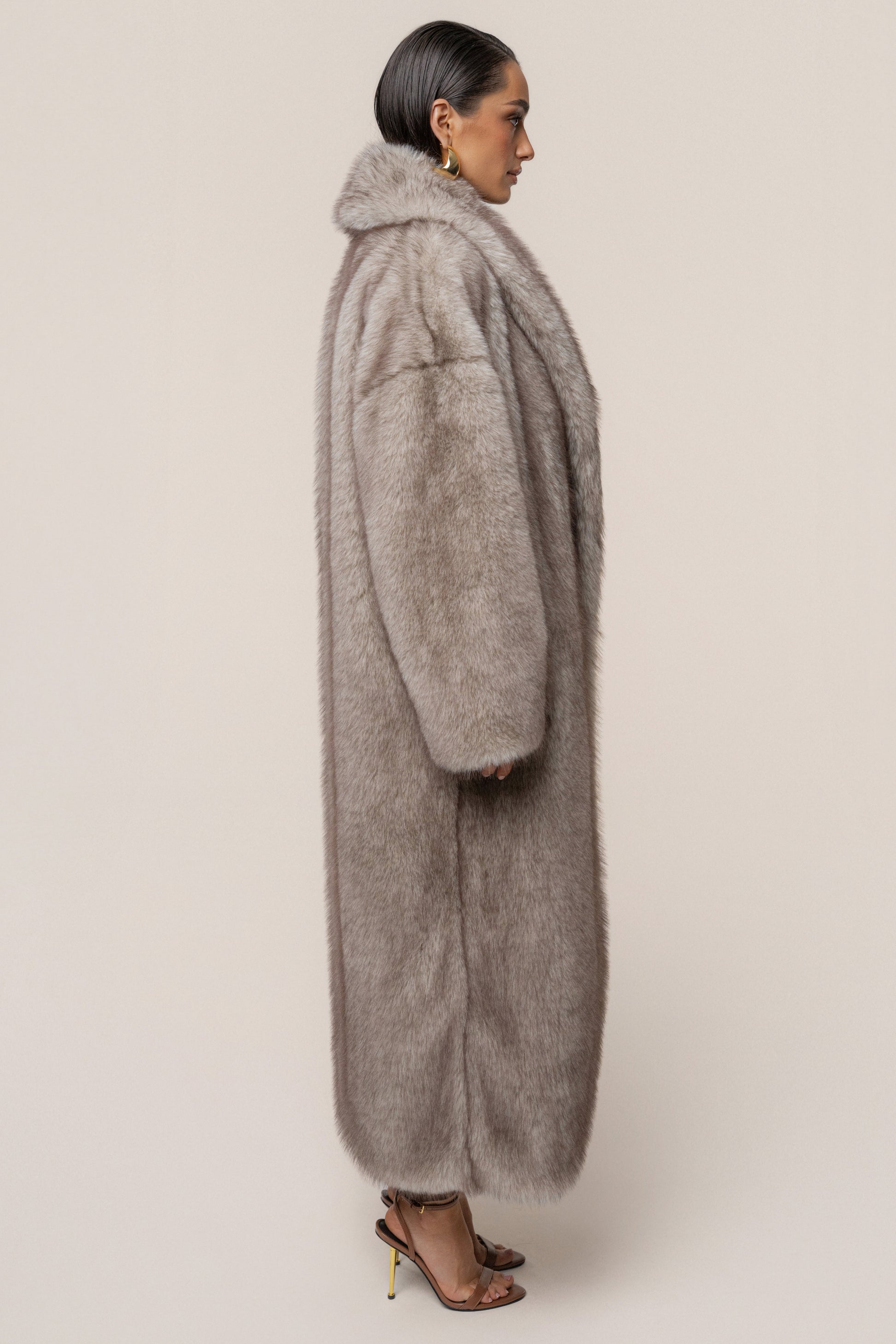 Ivory/Brown Aspen Days Faux Fur Coat JLUXLABEL