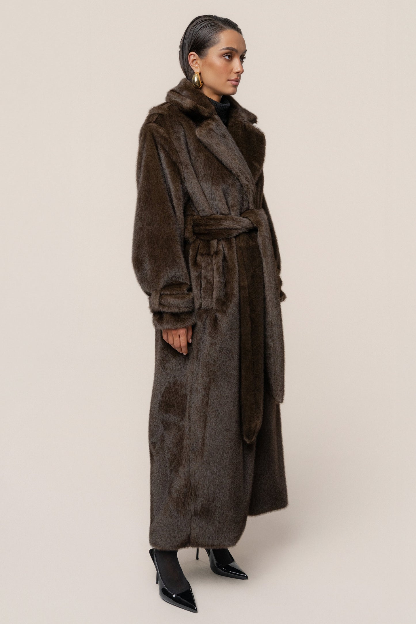 Brown Uptown Faux Fur Coat JLUXLABEL