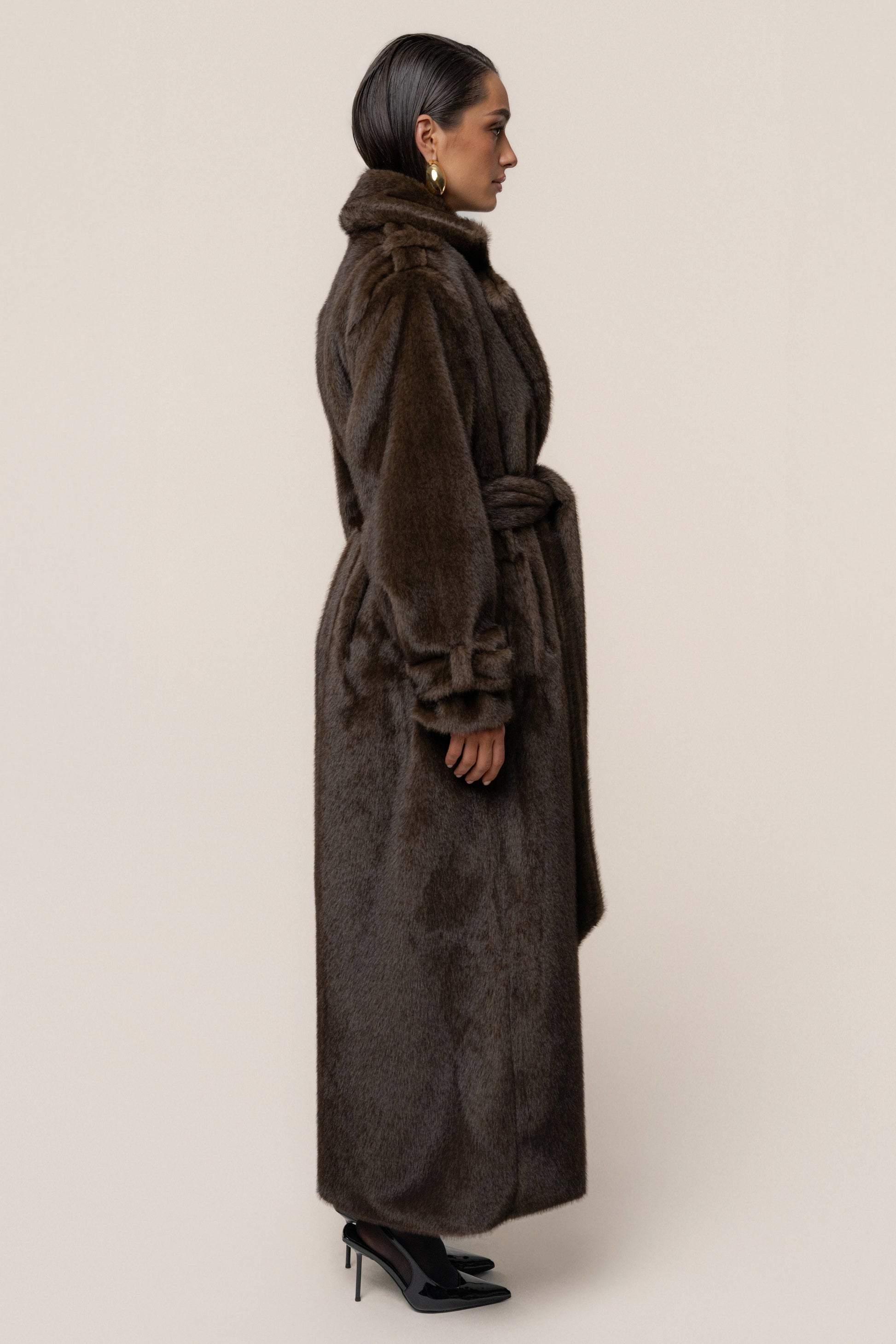 Brown Uptown Faux Fur Coat JLUXLABEL