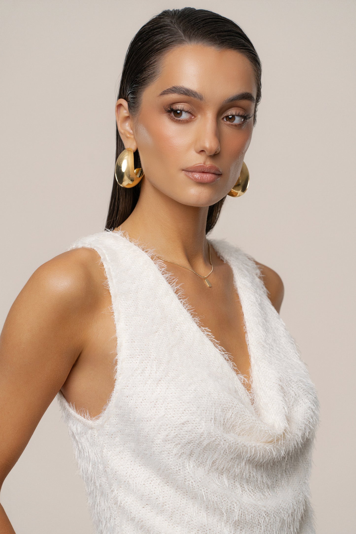 Cream Soft Talk Knit Top NEWFASHIONEDGE