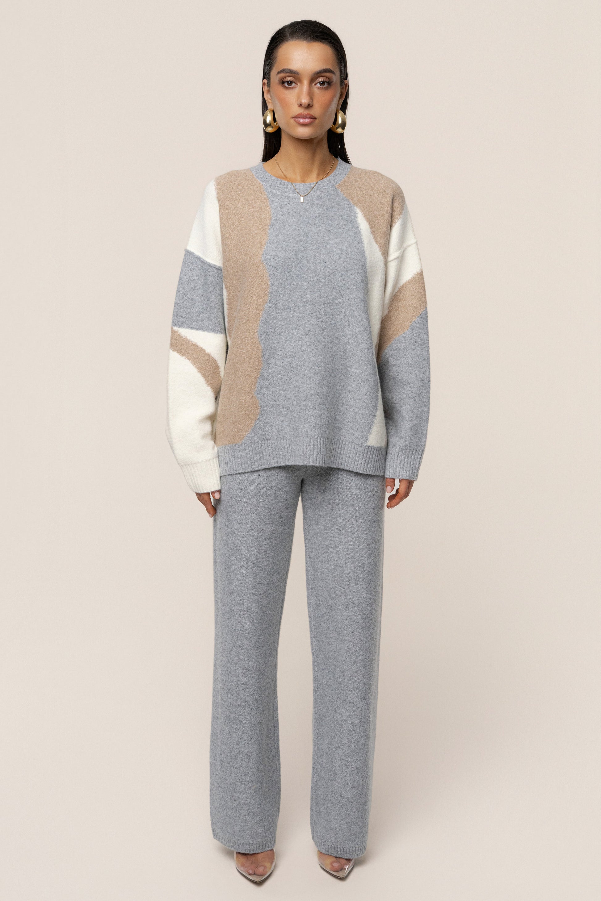 Grey Emelie Knit Pant Set JLUXLABEL