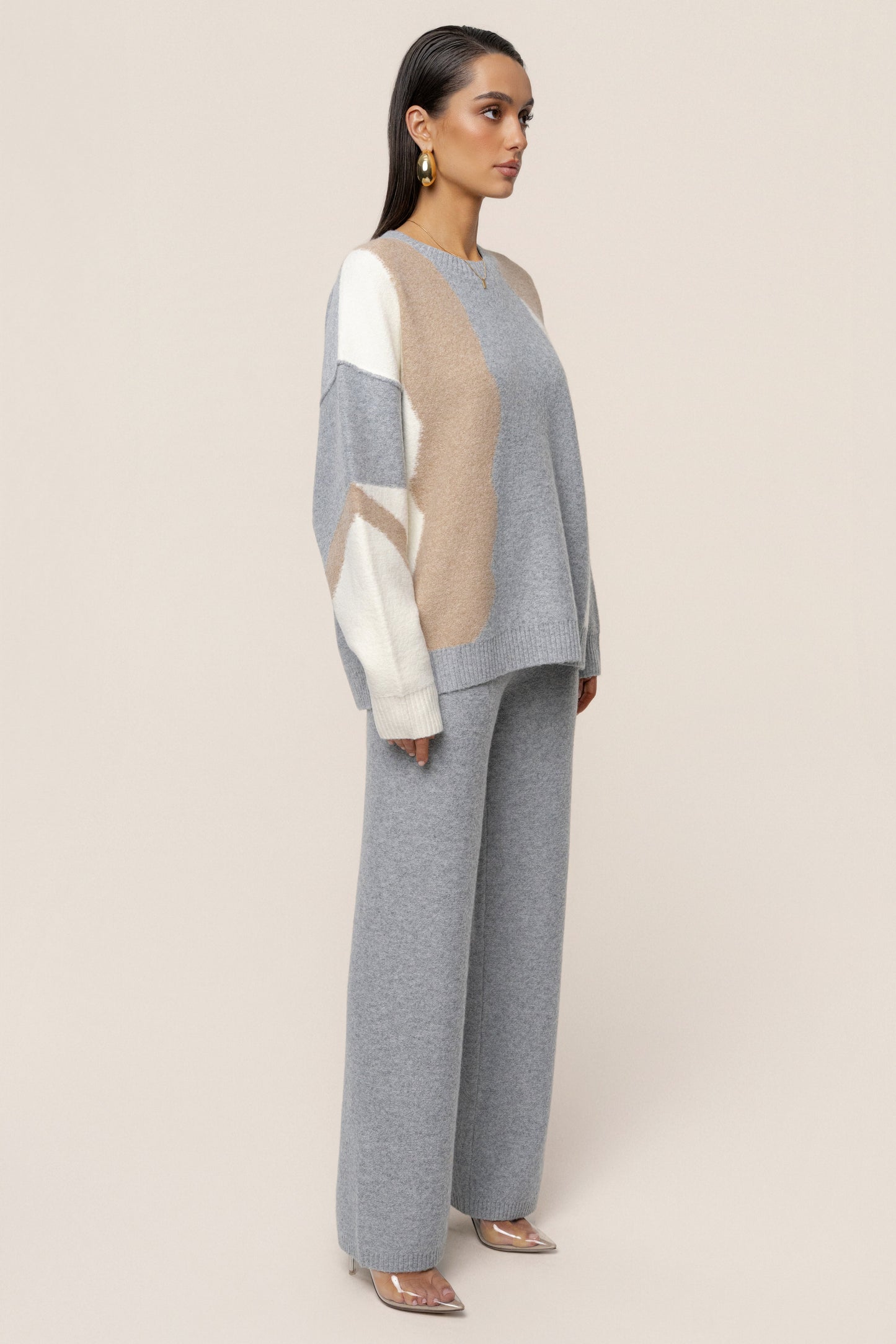 Grey Emelie Knit Pant Set JLUXLABEL