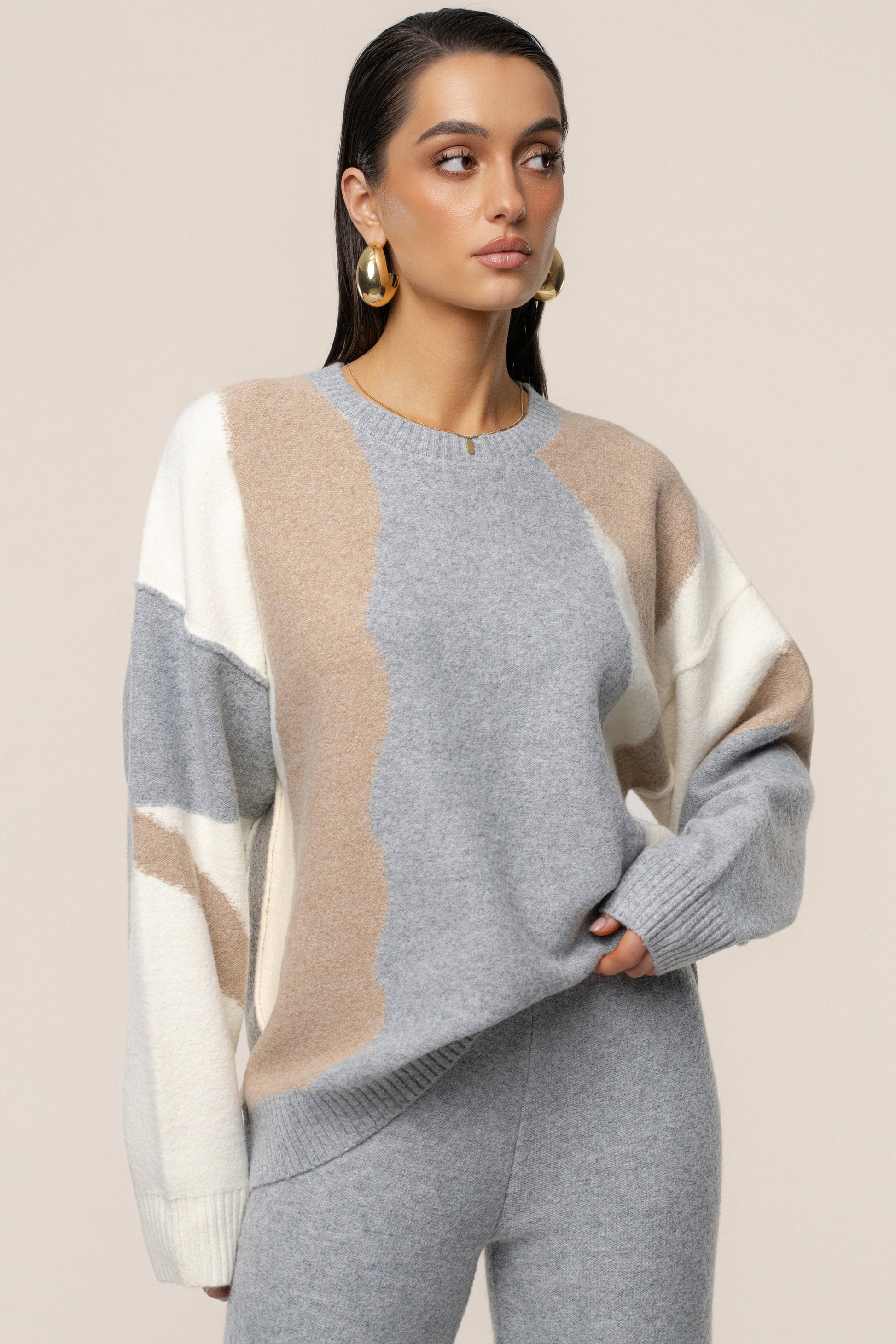 Grey Emelie Knit Pant Set JLUXLABEL