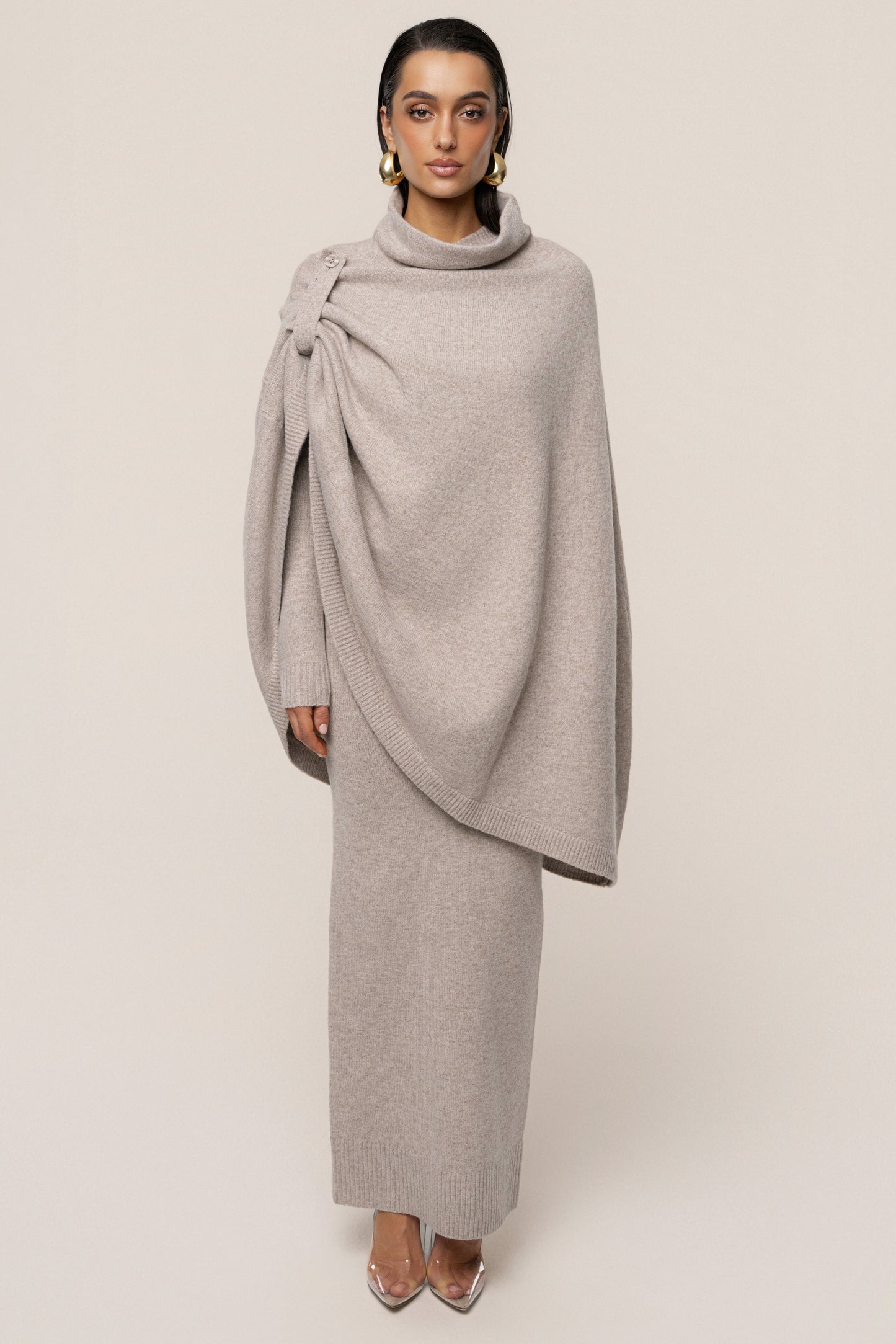 Beige Fireside Knit Maxi Dress JLUXLABEL