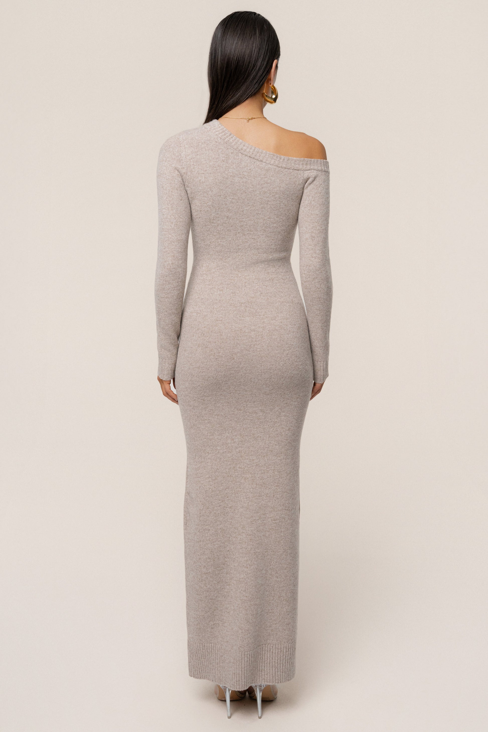 Beige Fireside Knit Maxi Dress JLUXLABEL
