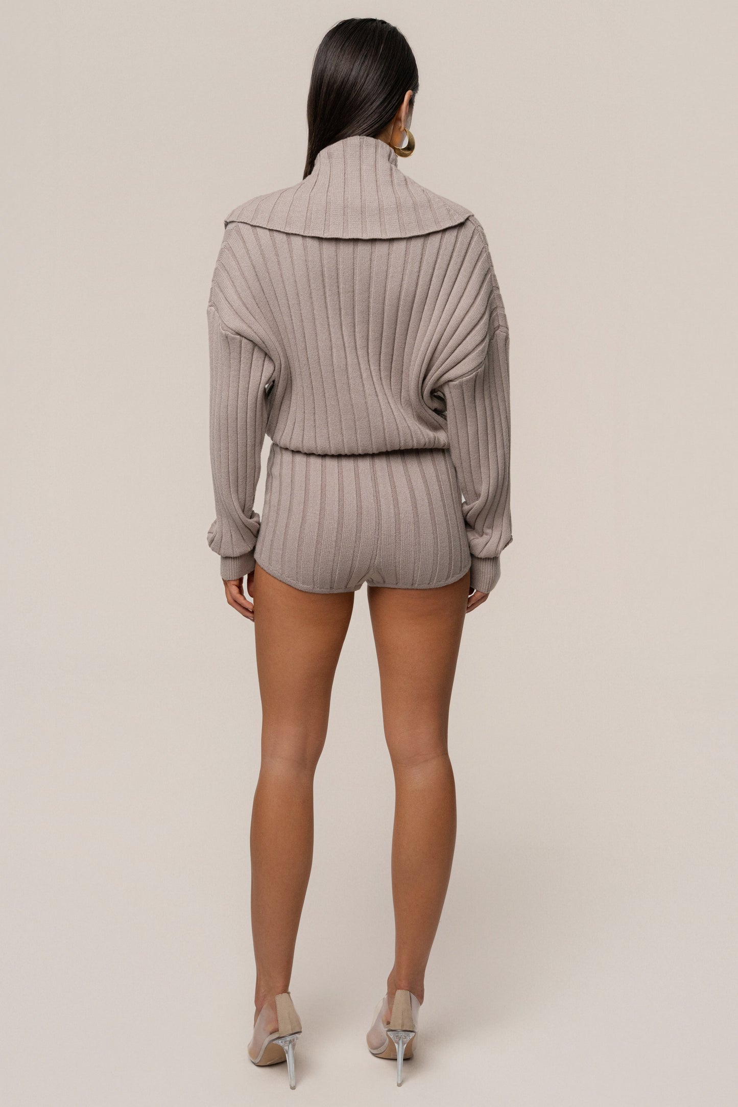 Taupe Ease Forward Knit Top JLUXLABEL