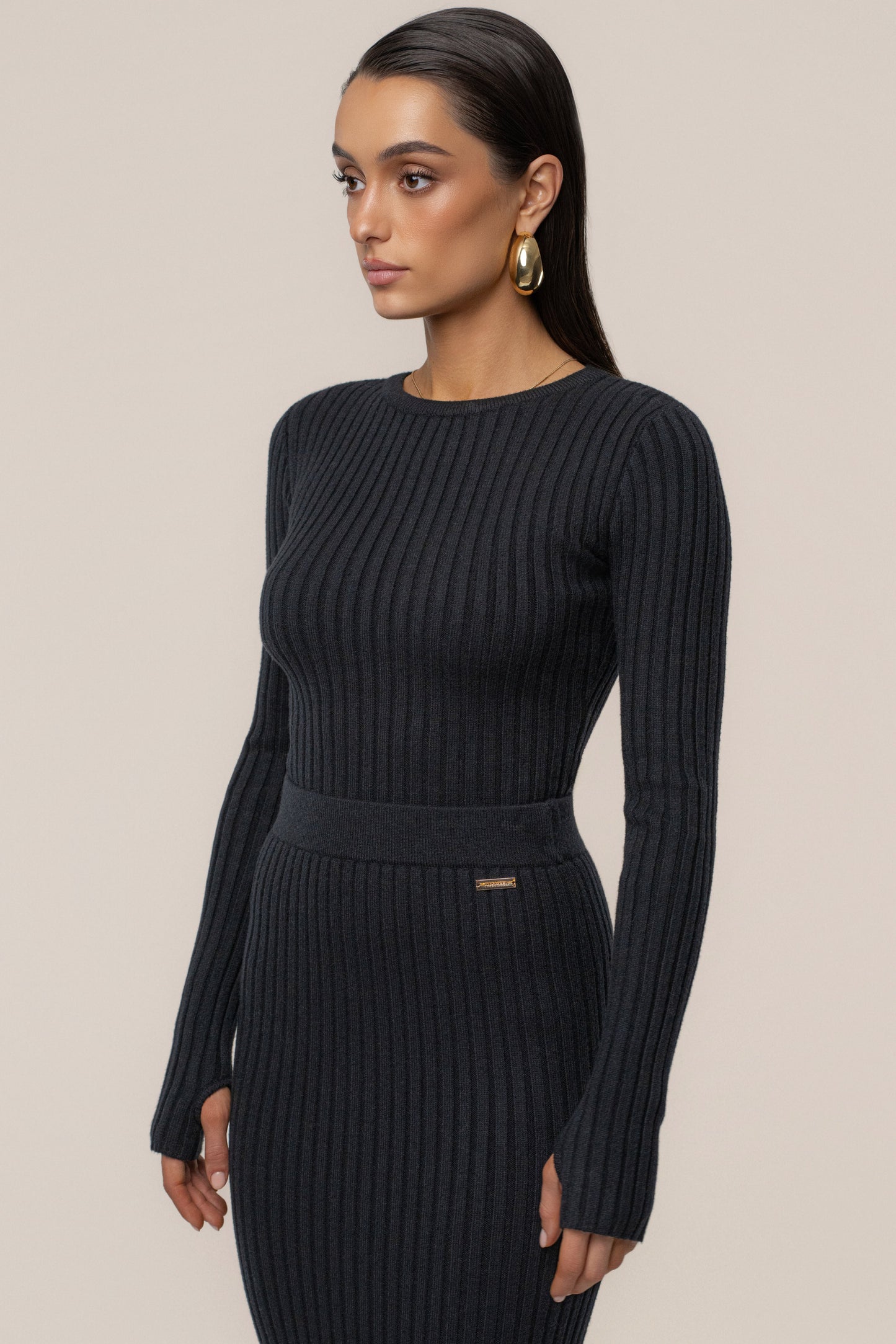 Black Overcast Ribbed Top JLUXLABEL