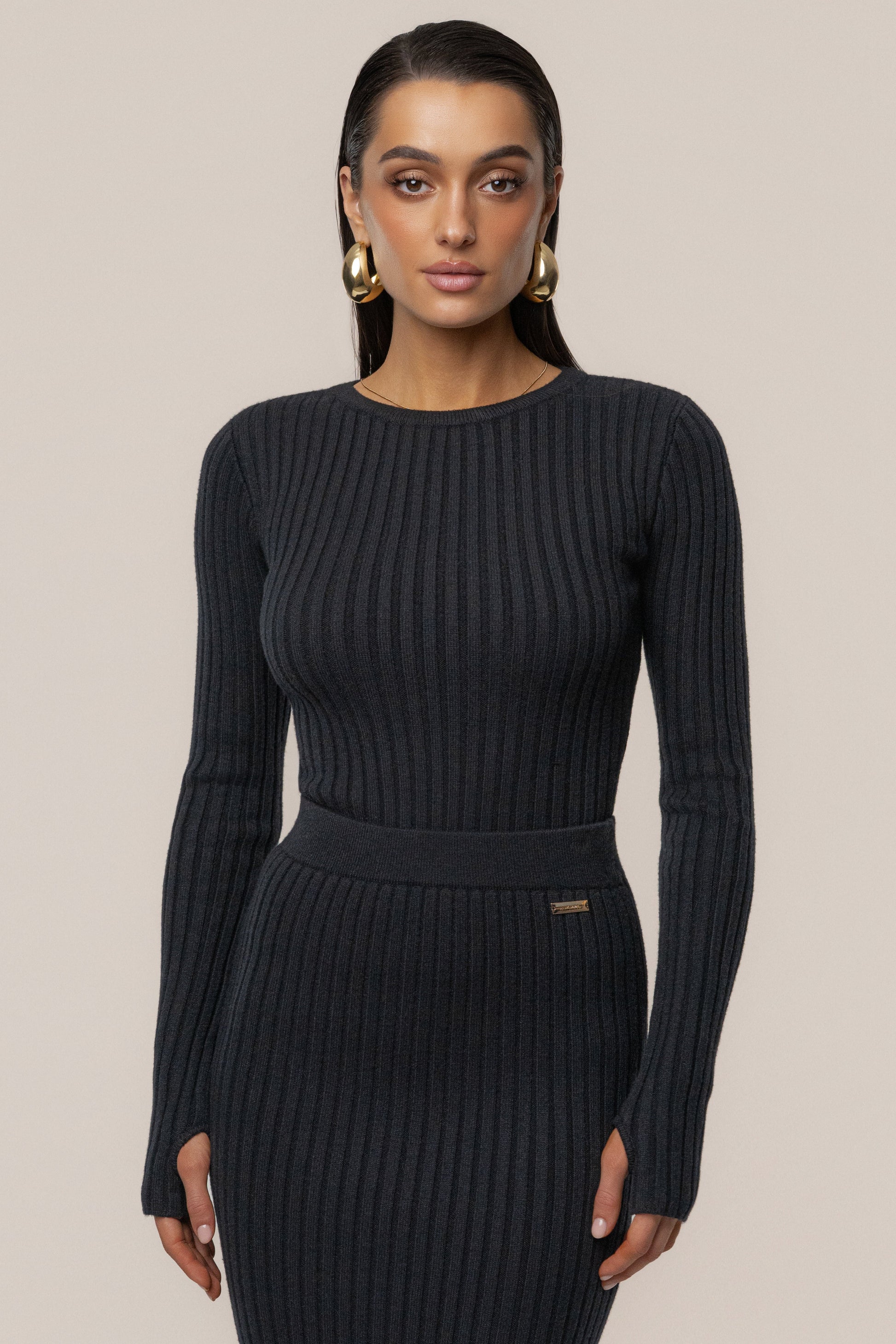 Black Overcast Ribbed Top JLUXLABEL