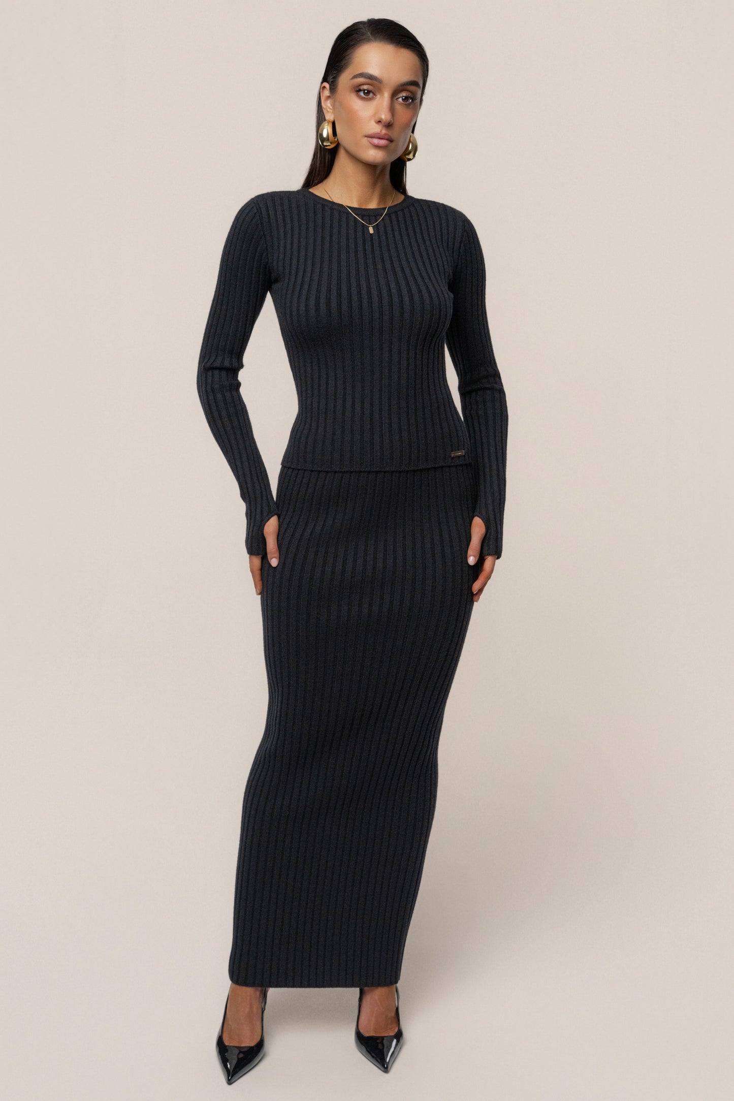 Black Overcast Ribbed Top JLUXLABEL