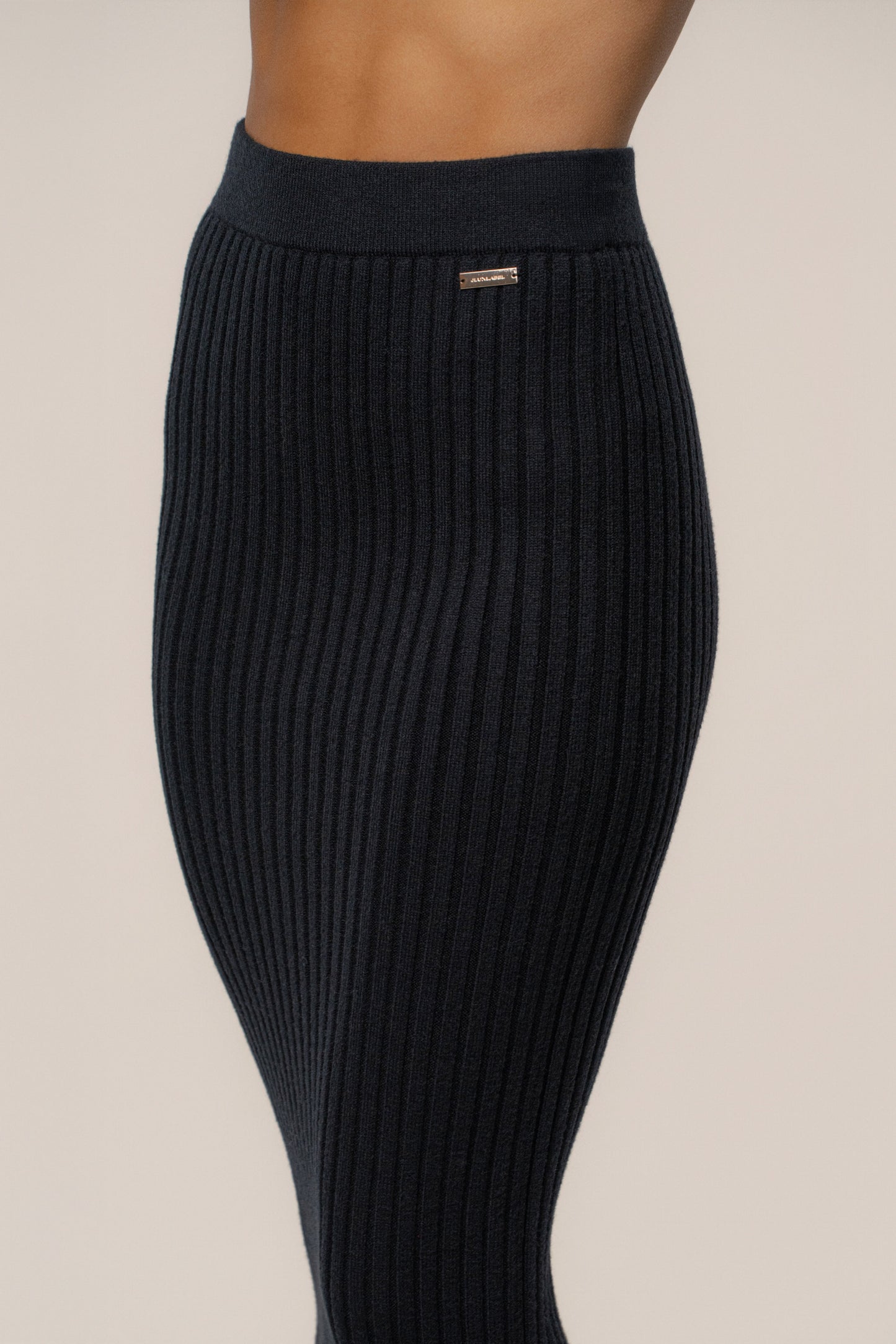 Black Soft Reset Ribbed Skirt JLUXLABEL