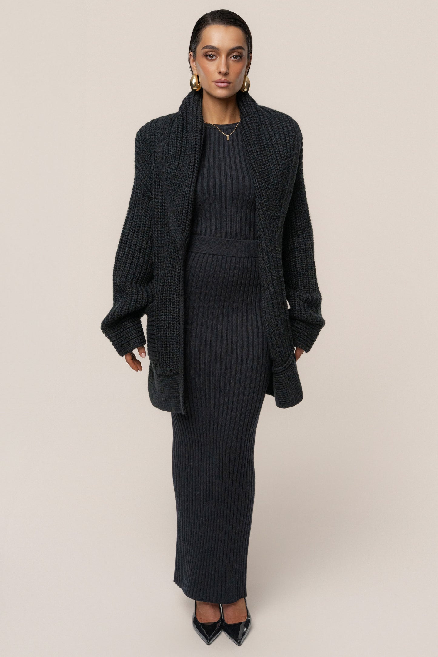 Black Hazel Knit Cardigan JLUXLABEL
