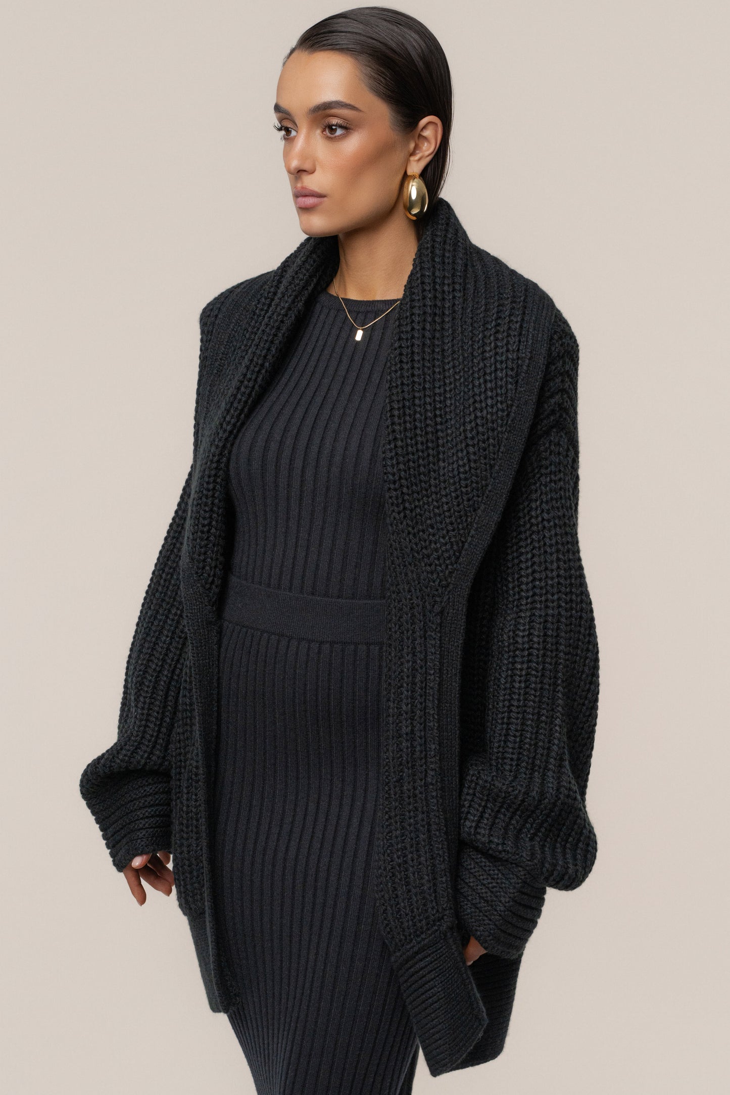 Black Hazel Knit Cardigan JLUXLABEL