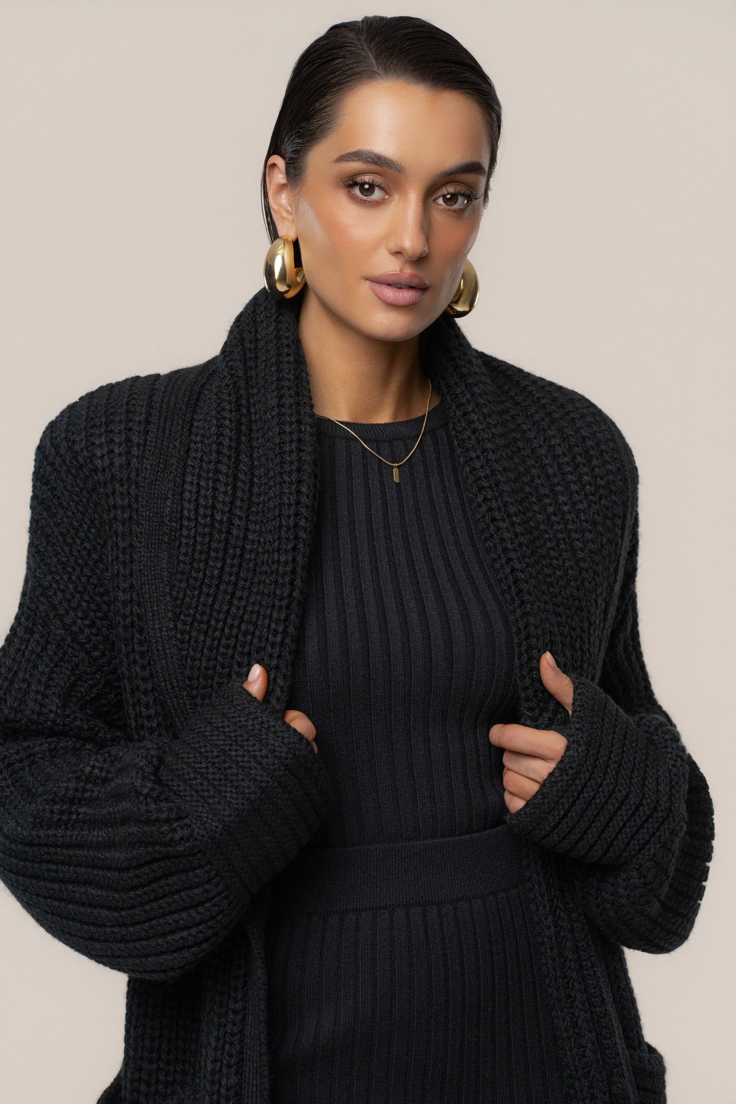 Black Hazel Knit Cardigan JLUXLABEL