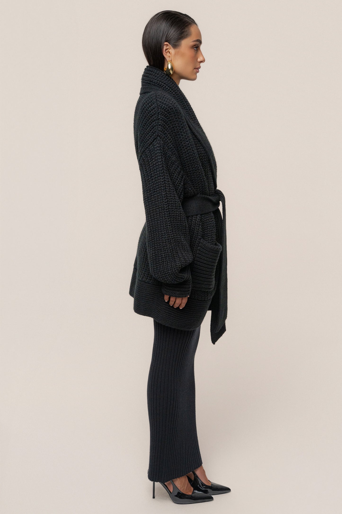 Black Hazel Knit Cardigan JLUXLABEL
