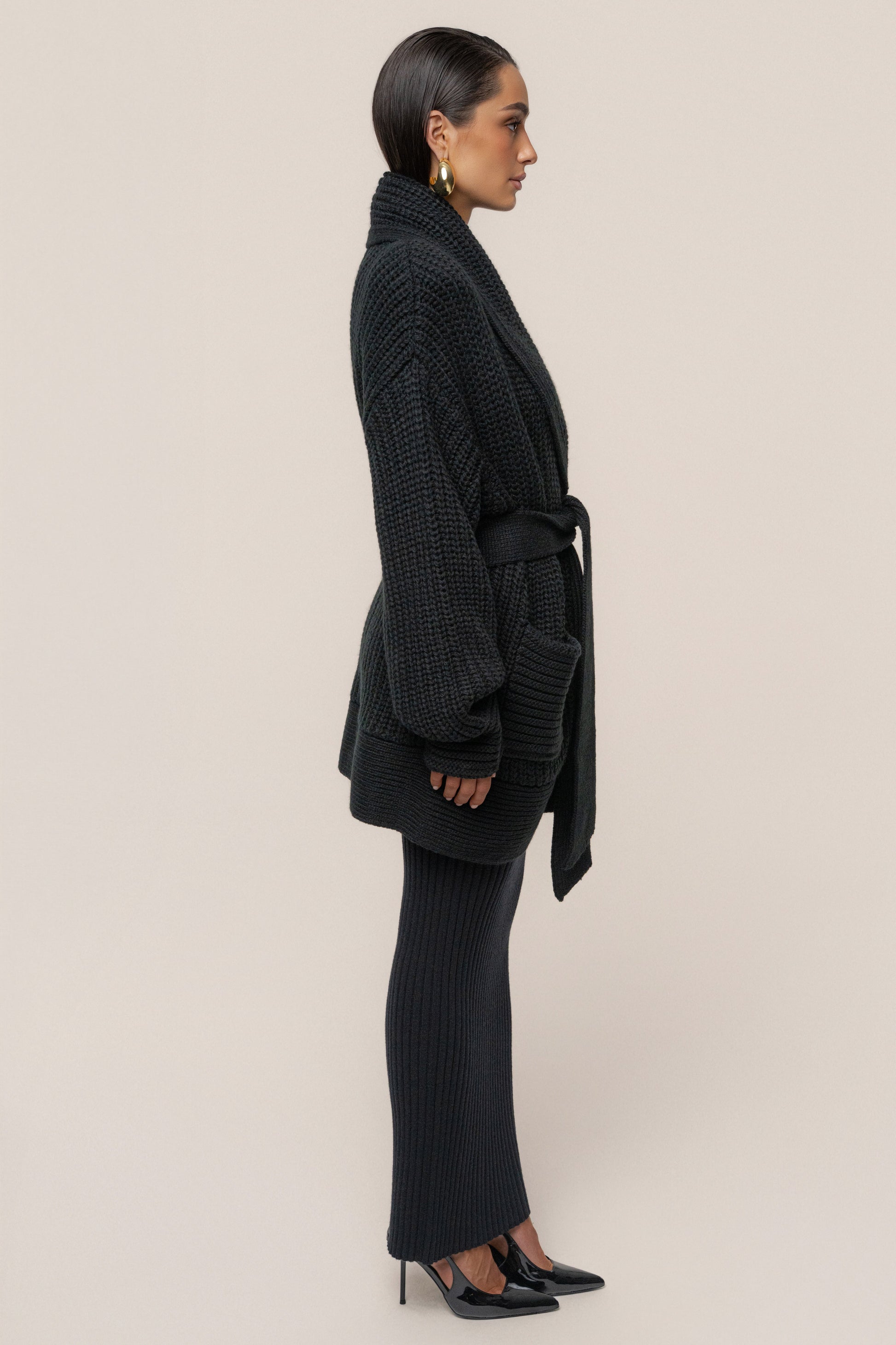 Black Hazel Knit Cardigan JLUXLABEL