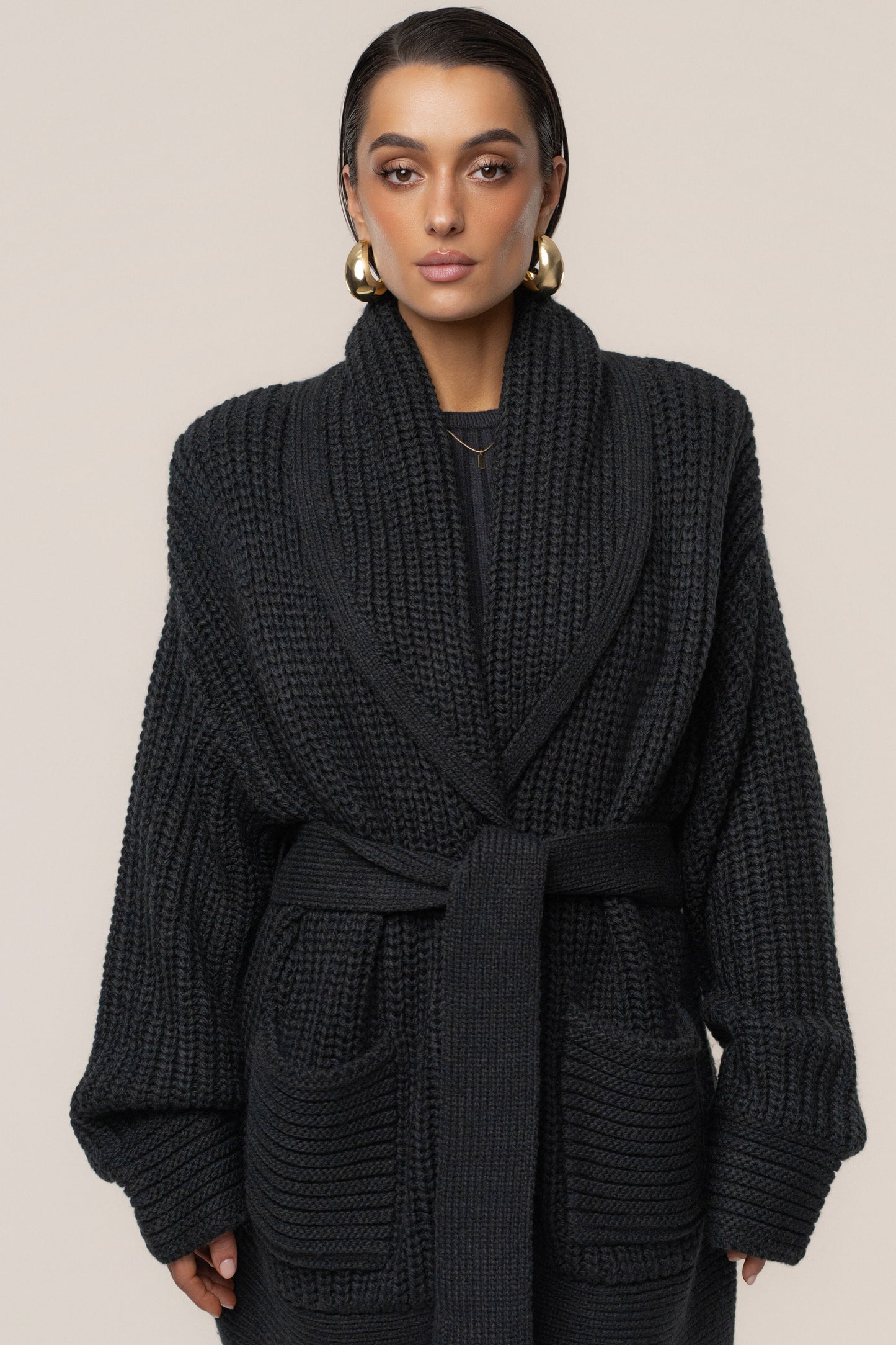 Black Hazel Knit Cardigan JLUXLABEL