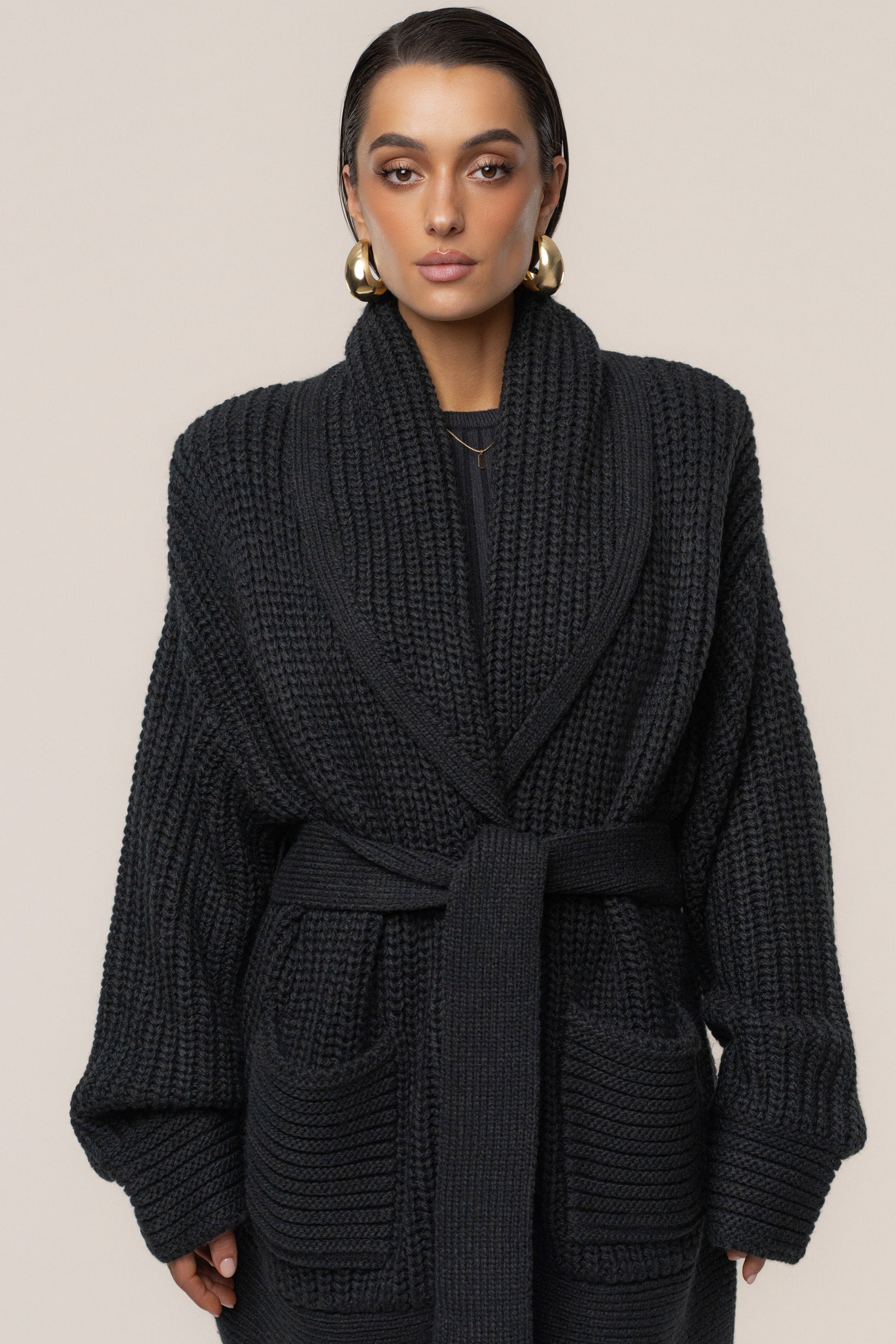 Black Hazel Knit Cardigan JLUXLABEL