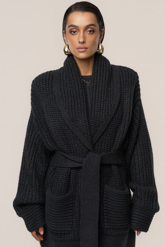 Black Hazel Knit Cardigan JLUXLABEL