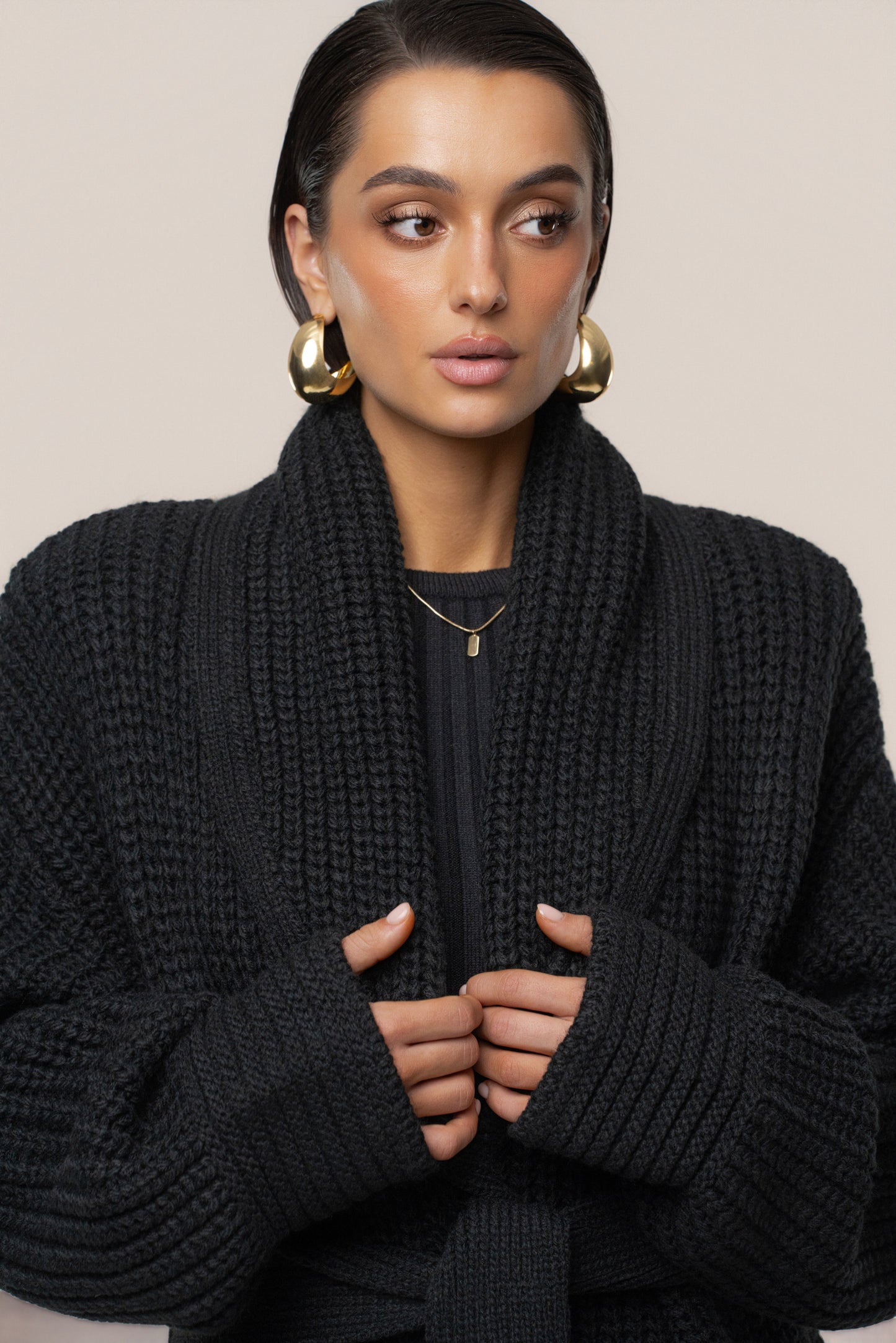 Black Hazel Knit Cardigan JLUXLABEL