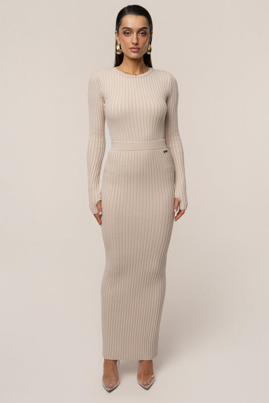 Stone Soft Reset Ribbed Skirt NEWFASHIONEDGE