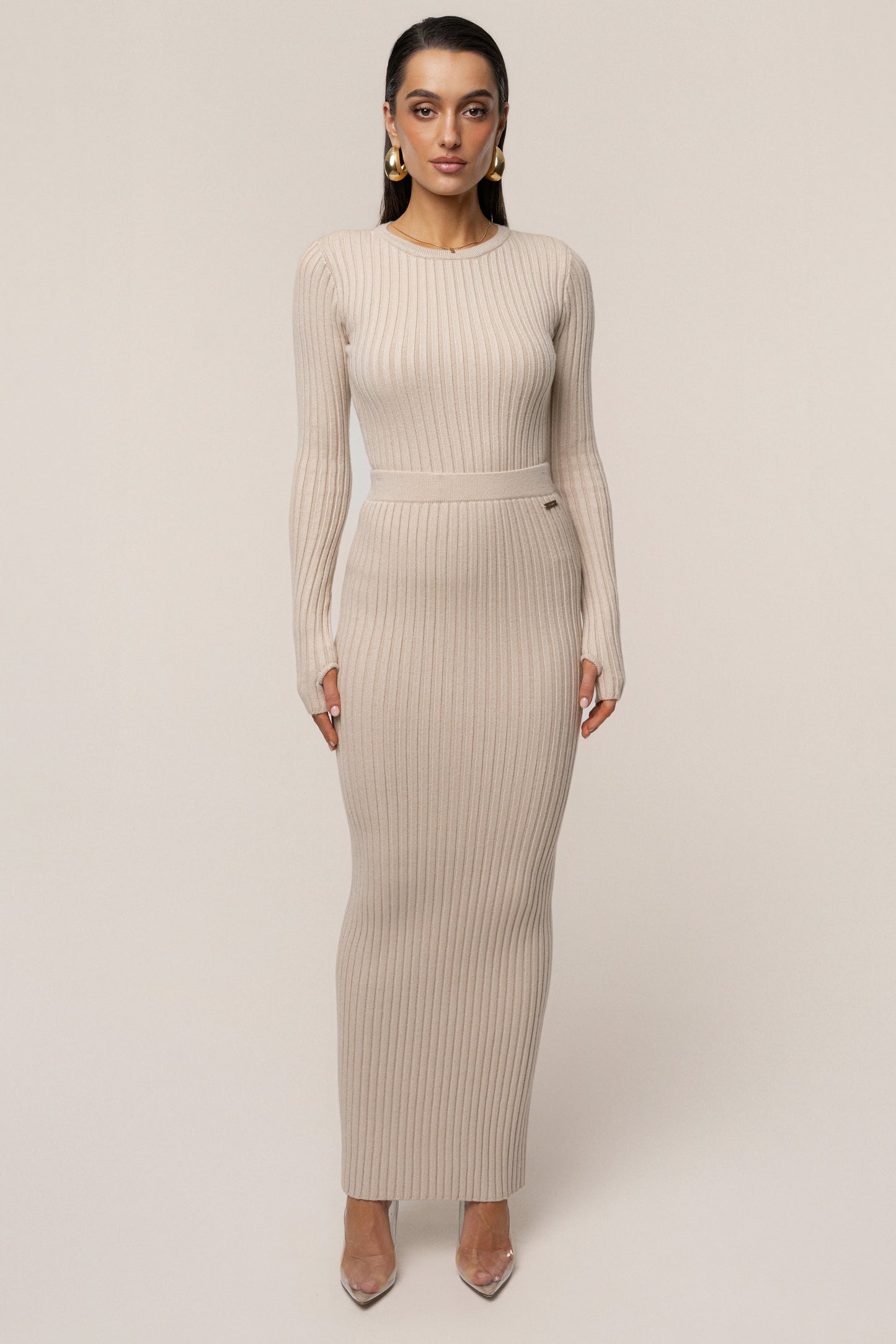 Stone Soft Reset Ribbed Skirt