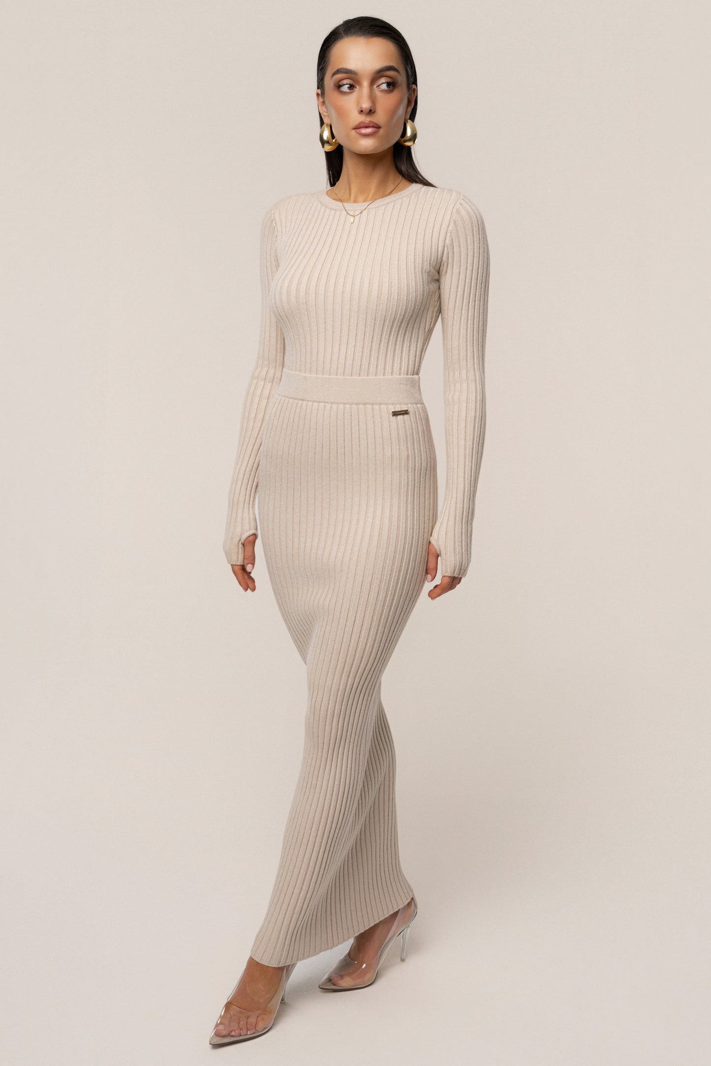 Stone Soft Reset Ribbed Skirt NEWFASHIONEDGE