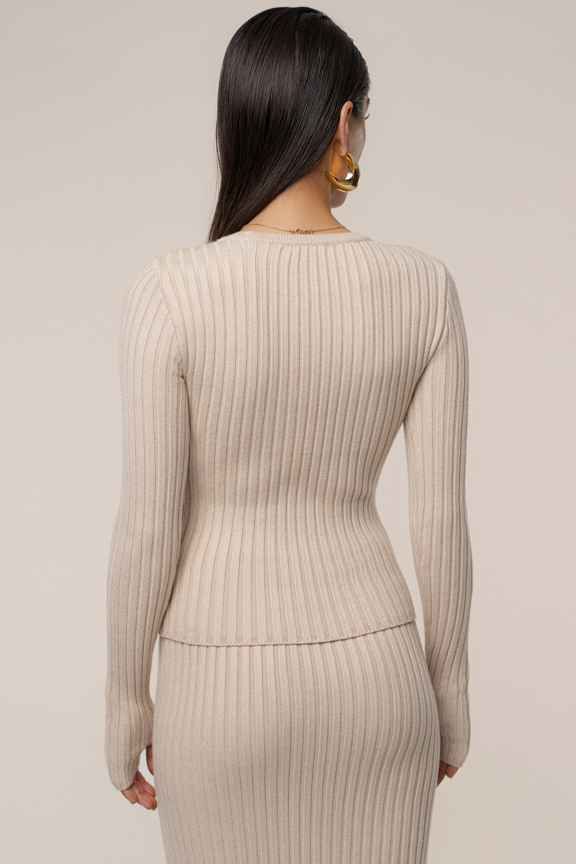 Stone Overcast Ribbed Top NEWFASHIONEDGE