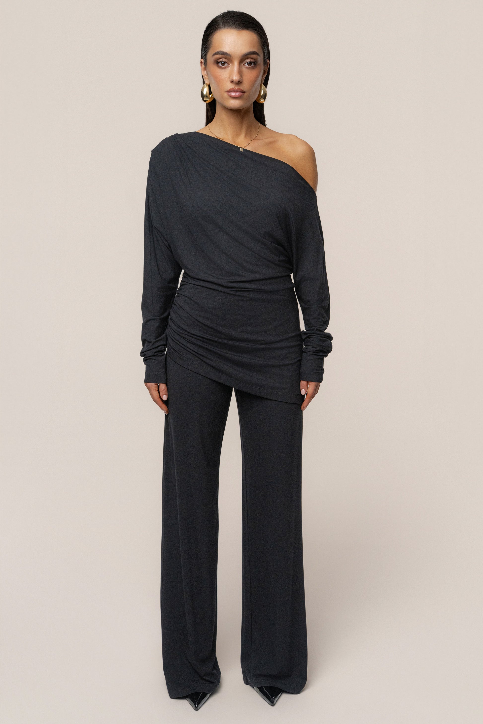 Black Winter Soirée Pant Set JLUXLABEL