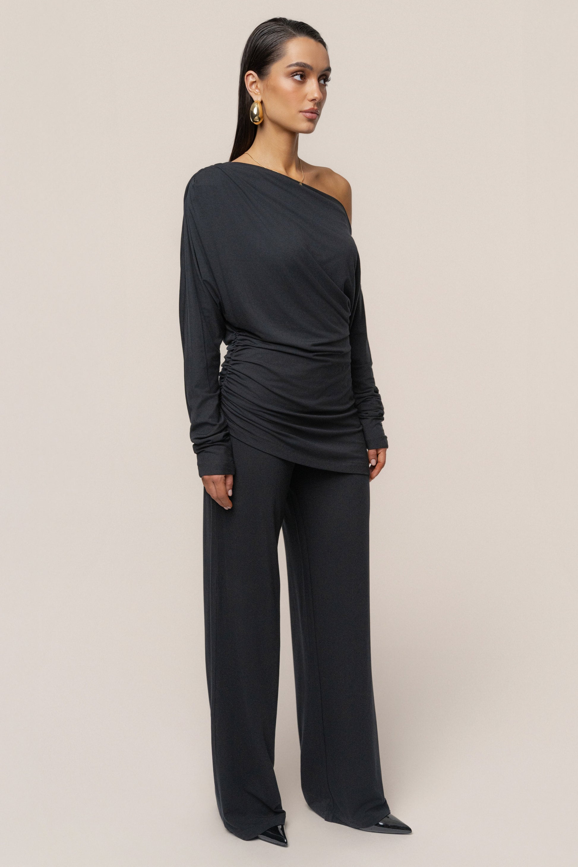Black Winter Soirée Pant Set JLUXLABEL
