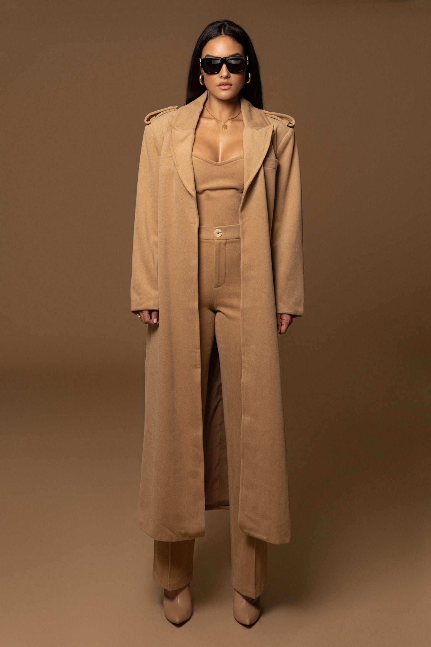 Beige SAVANNAH BELTED COAT NEWFASHIONEDGE
