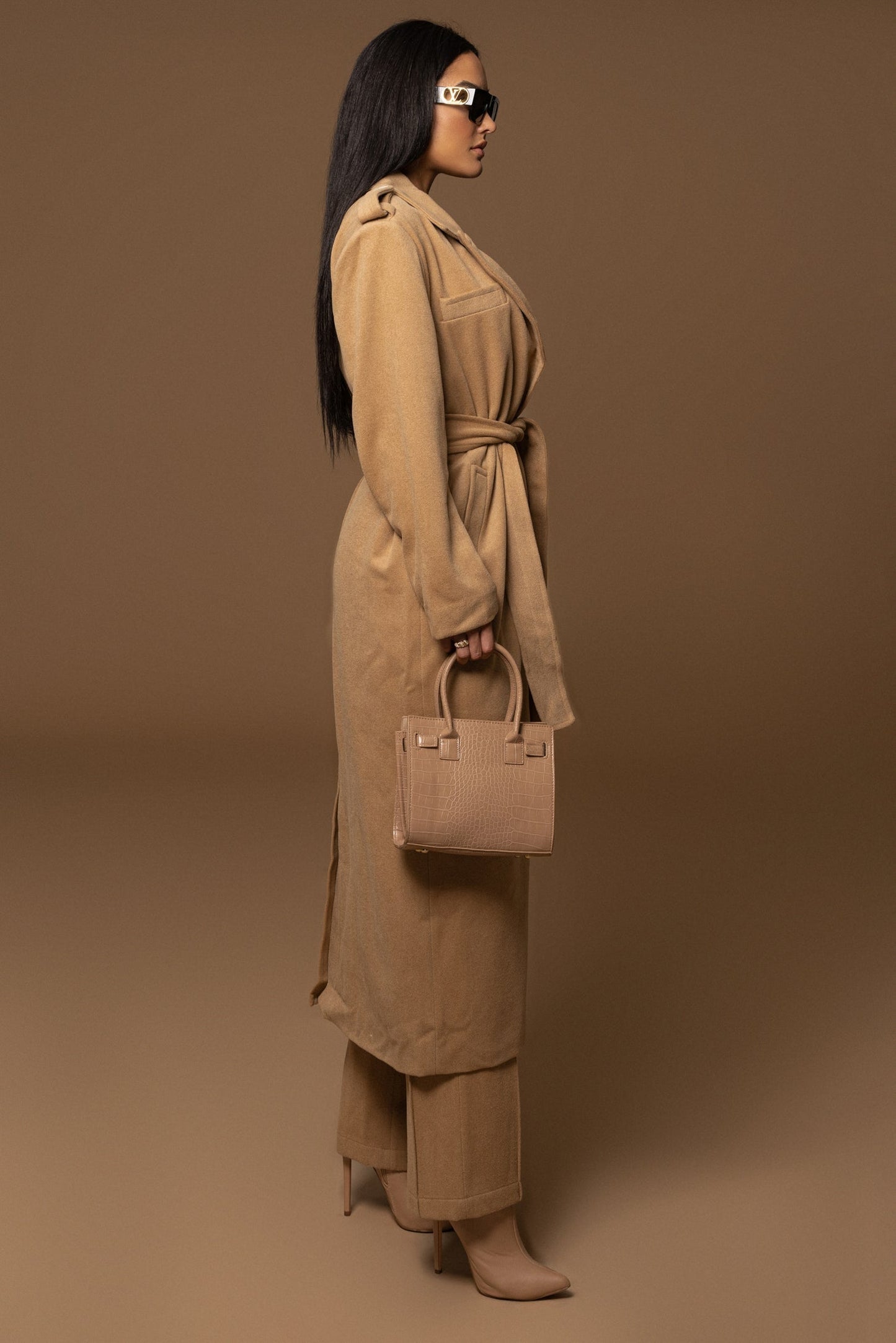 Beige SAVANNAH BELTED COAT NEWFASHIONEDGE