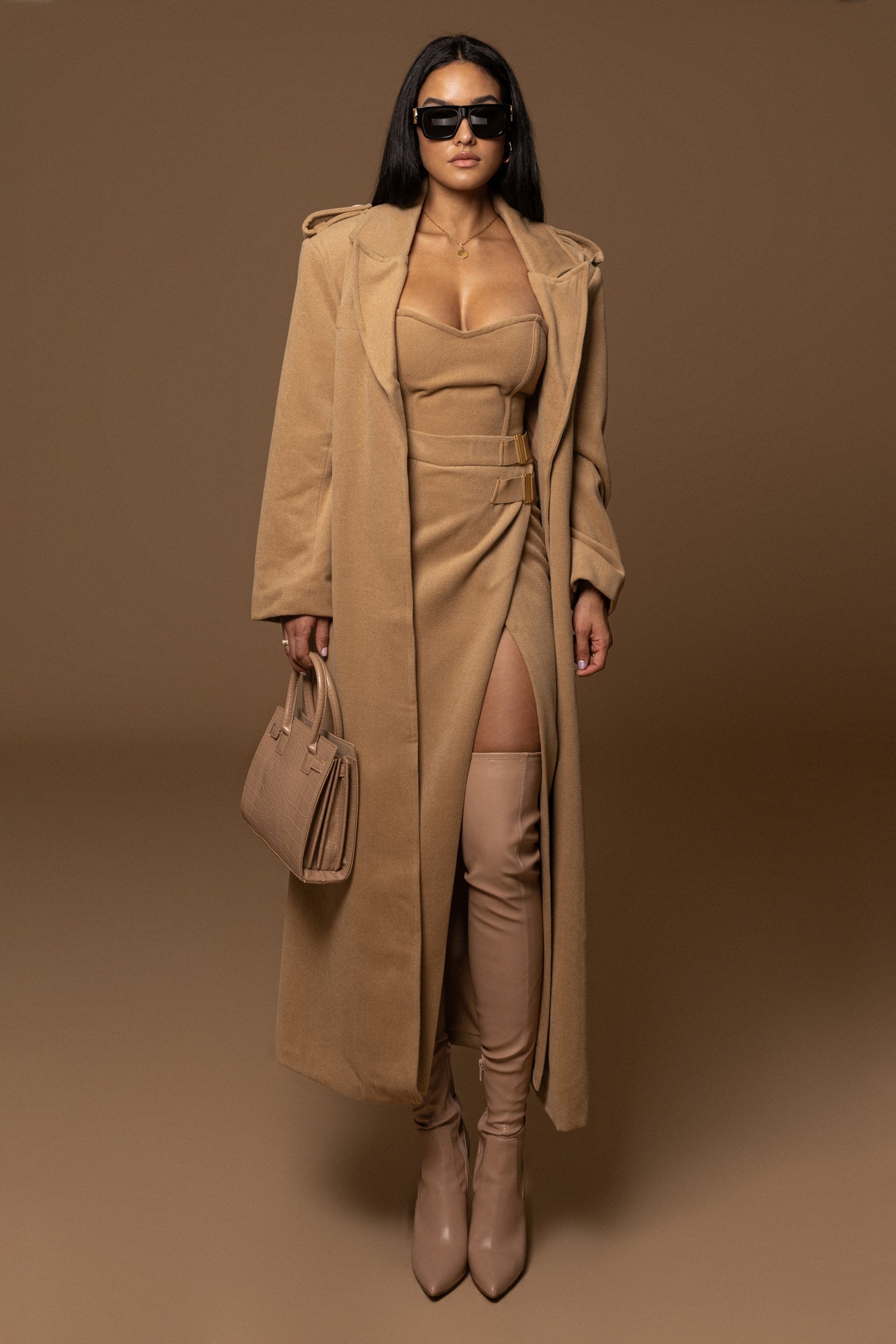 Beige SAVANNAH BELTED COAT NEWFASHIONEDGE