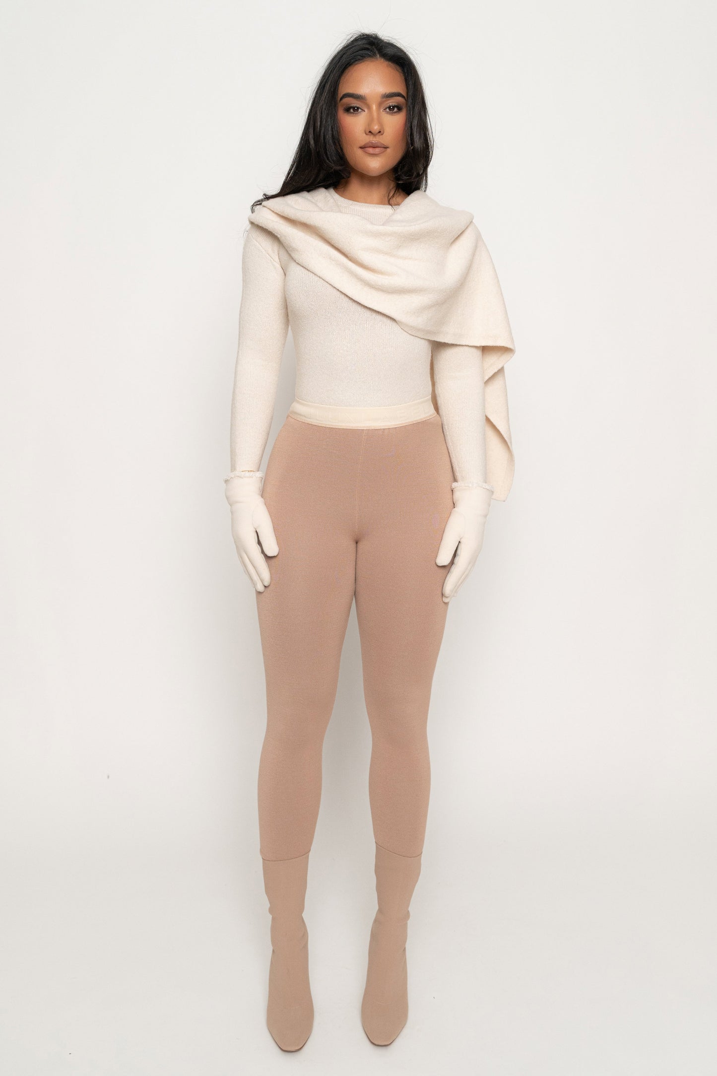 Milk Ribbed Scarf Top JLUXLABEL