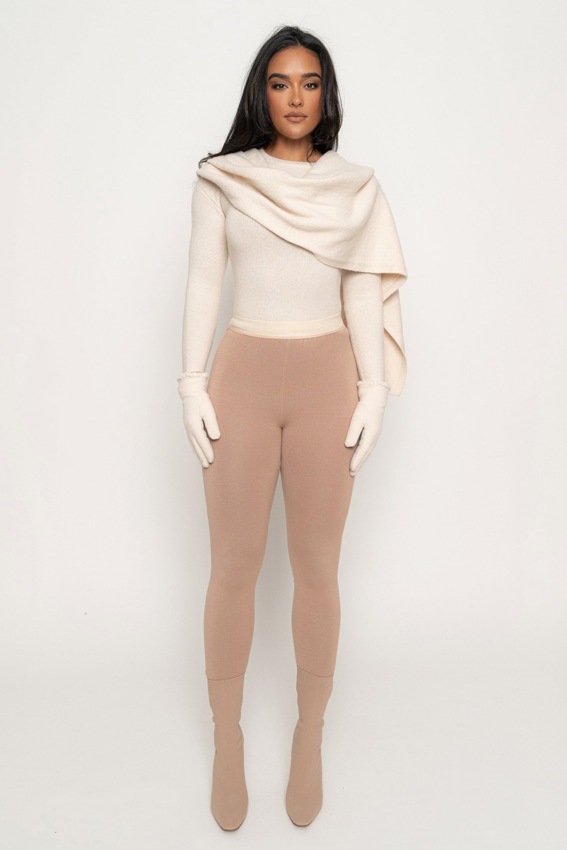 Milk Ribbed Scarf Top JLUXLABEL