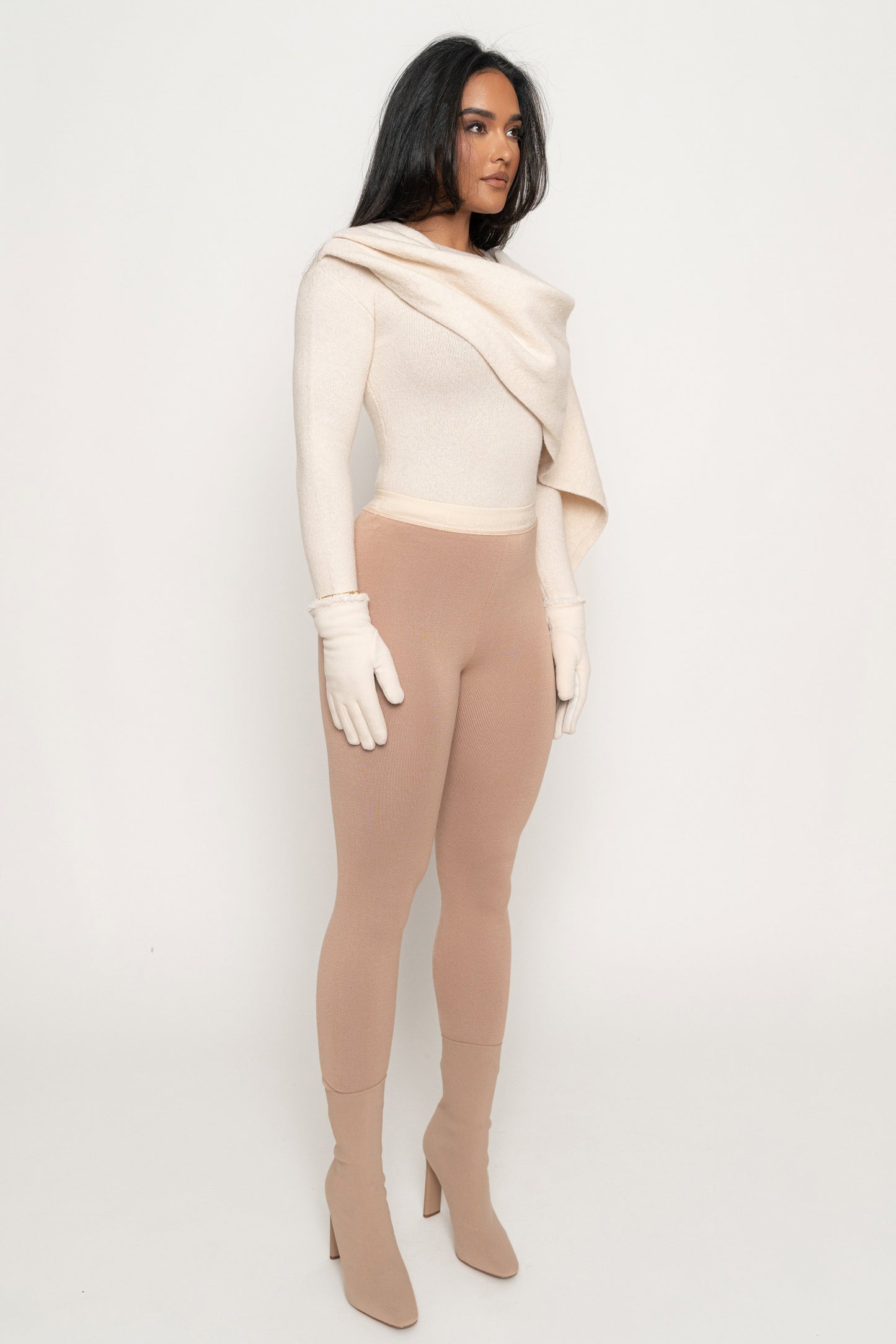 Milk Ribbed Scarf Top JLUXLABEL