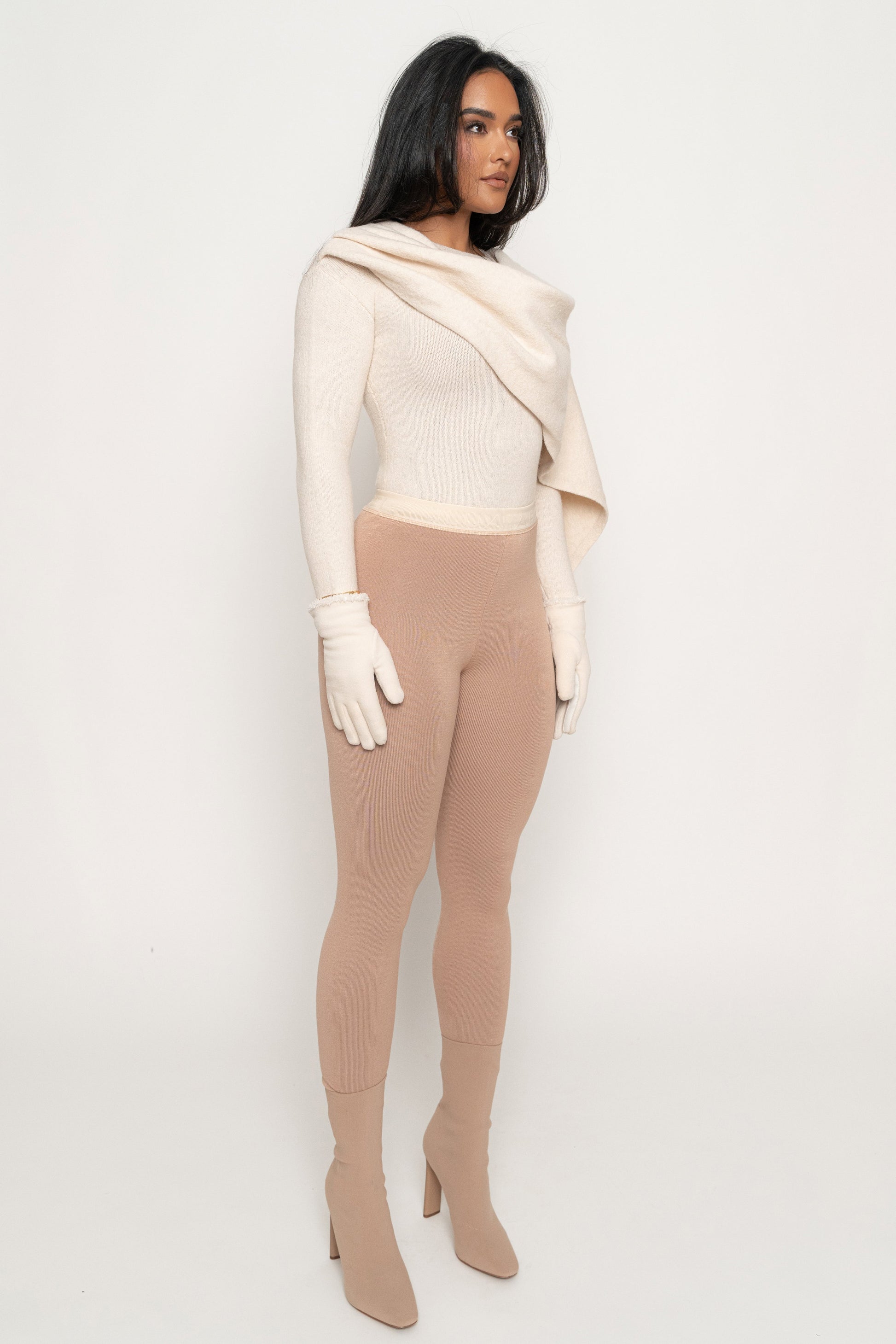 Milk Ribbed Scarf Top JLUXLABEL