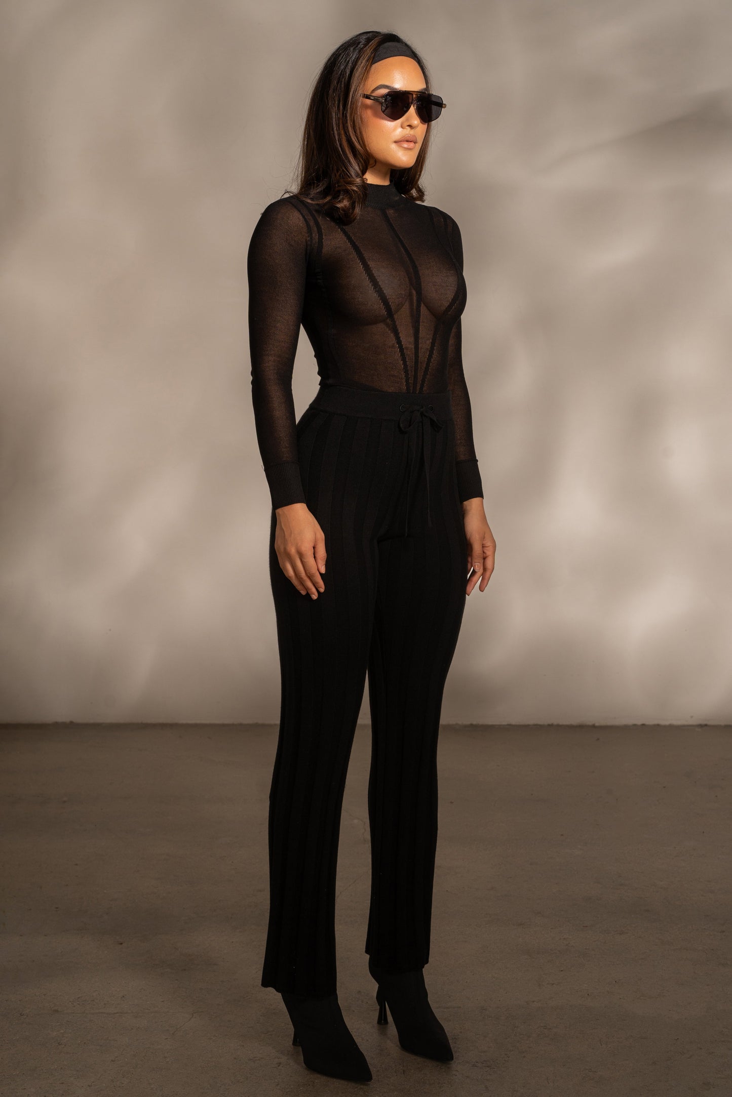 Black Darcey Ribbed Pants JLUXLABEL