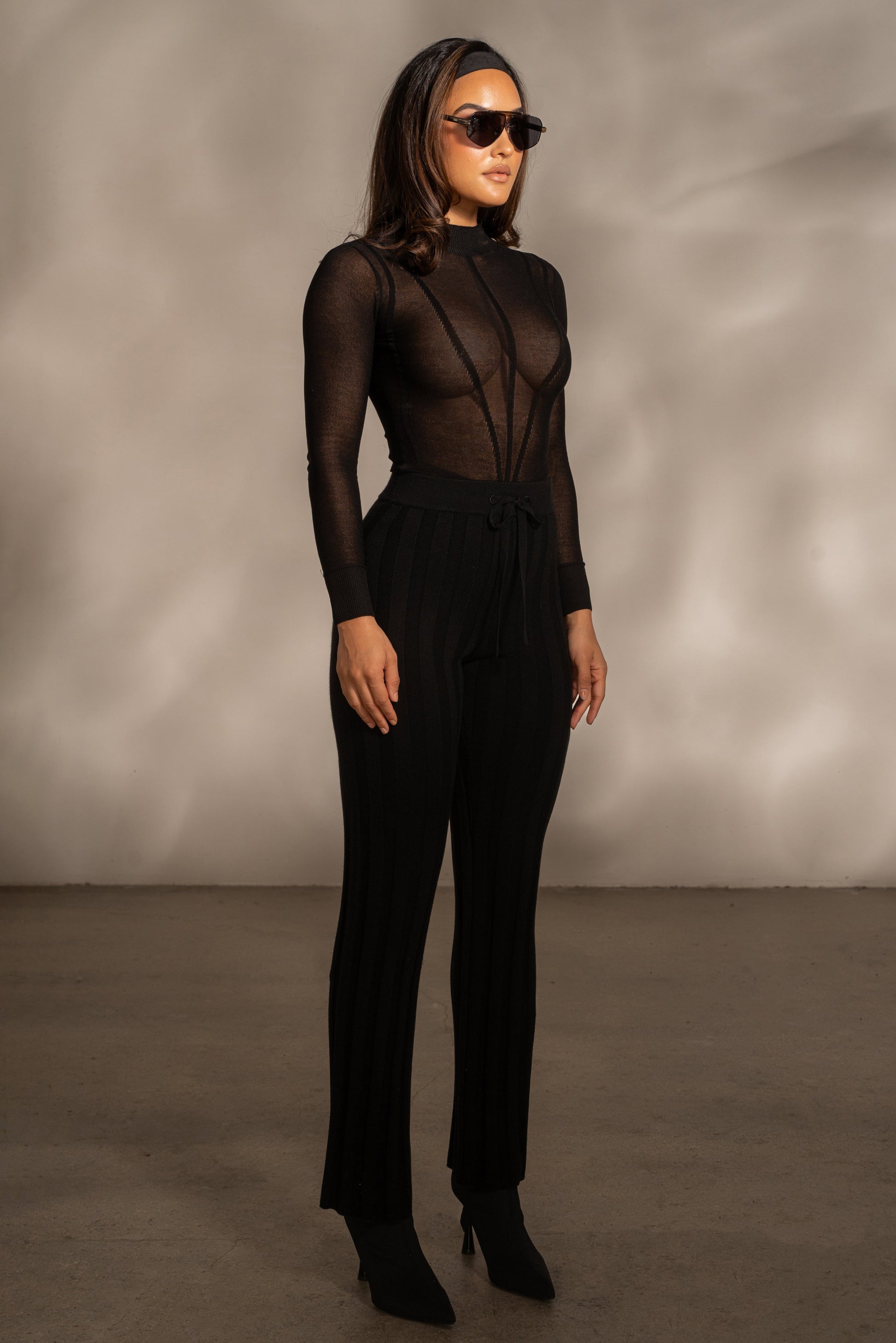 Black Darcey Ribbed Pants JLUXLABEL
