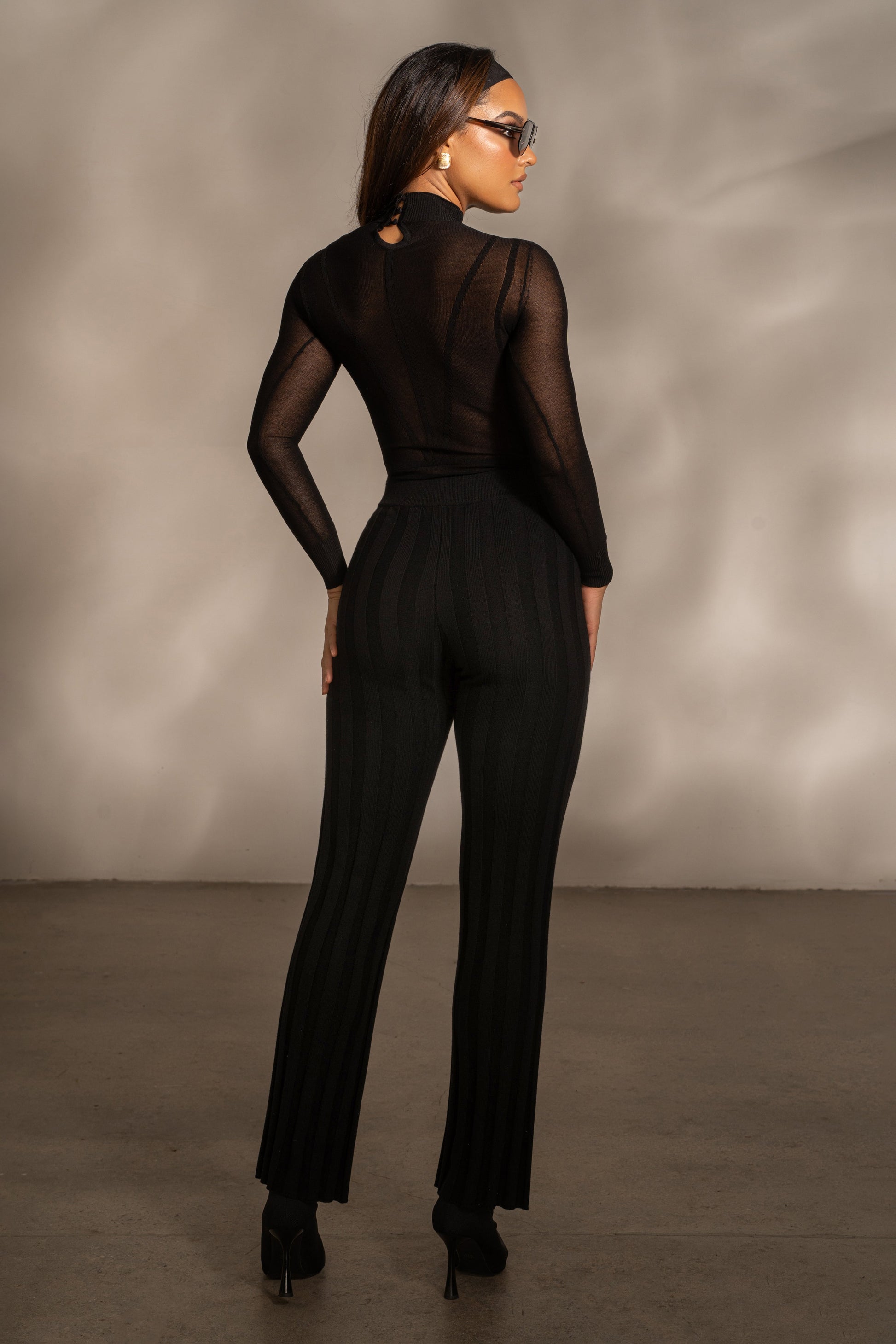 Black Darcey Ribbed Pants JLUXLABEL
