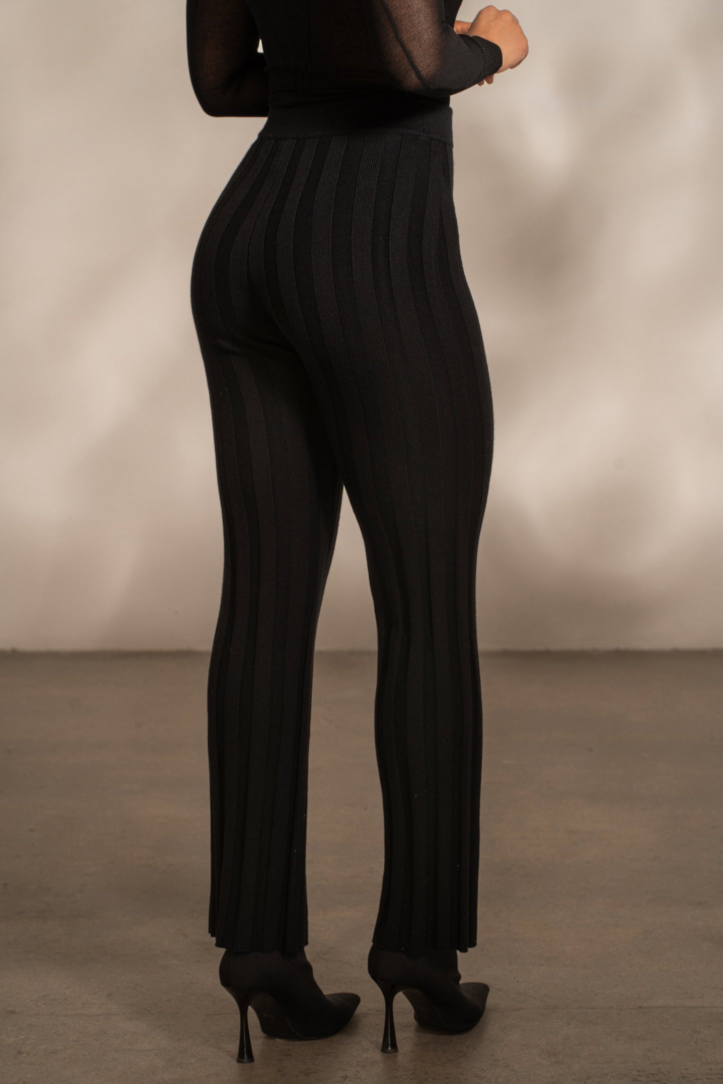 Black Darcey Ribbed Pants JLUXLABEL