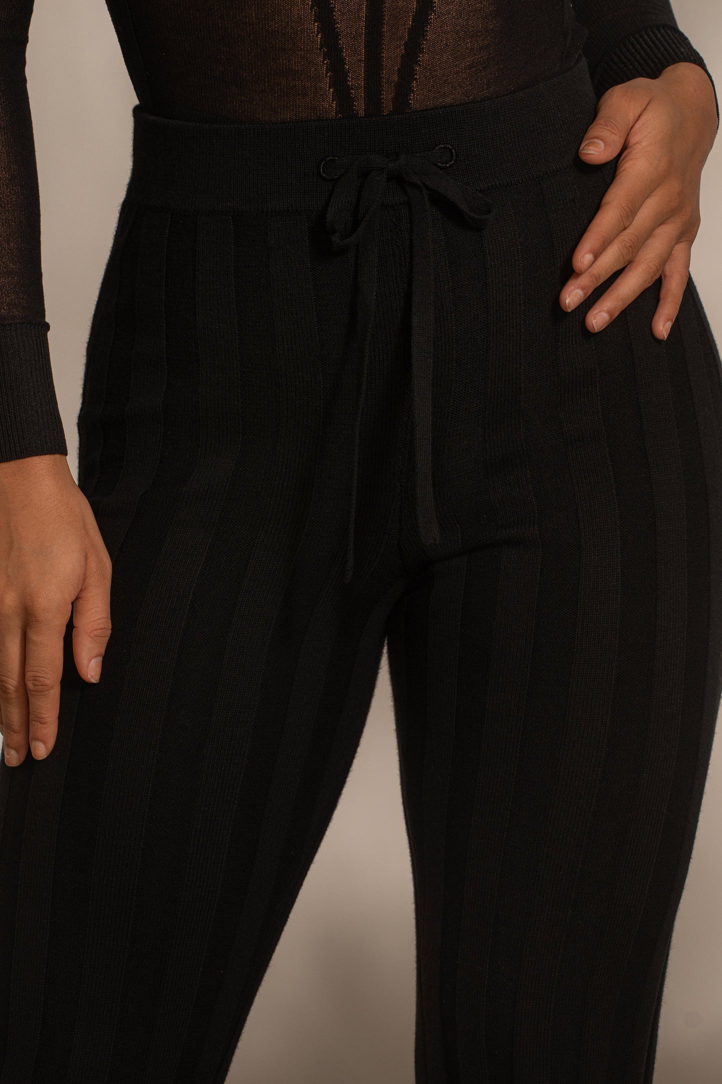 Black Darcey Ribbed Pants JLUXLABEL