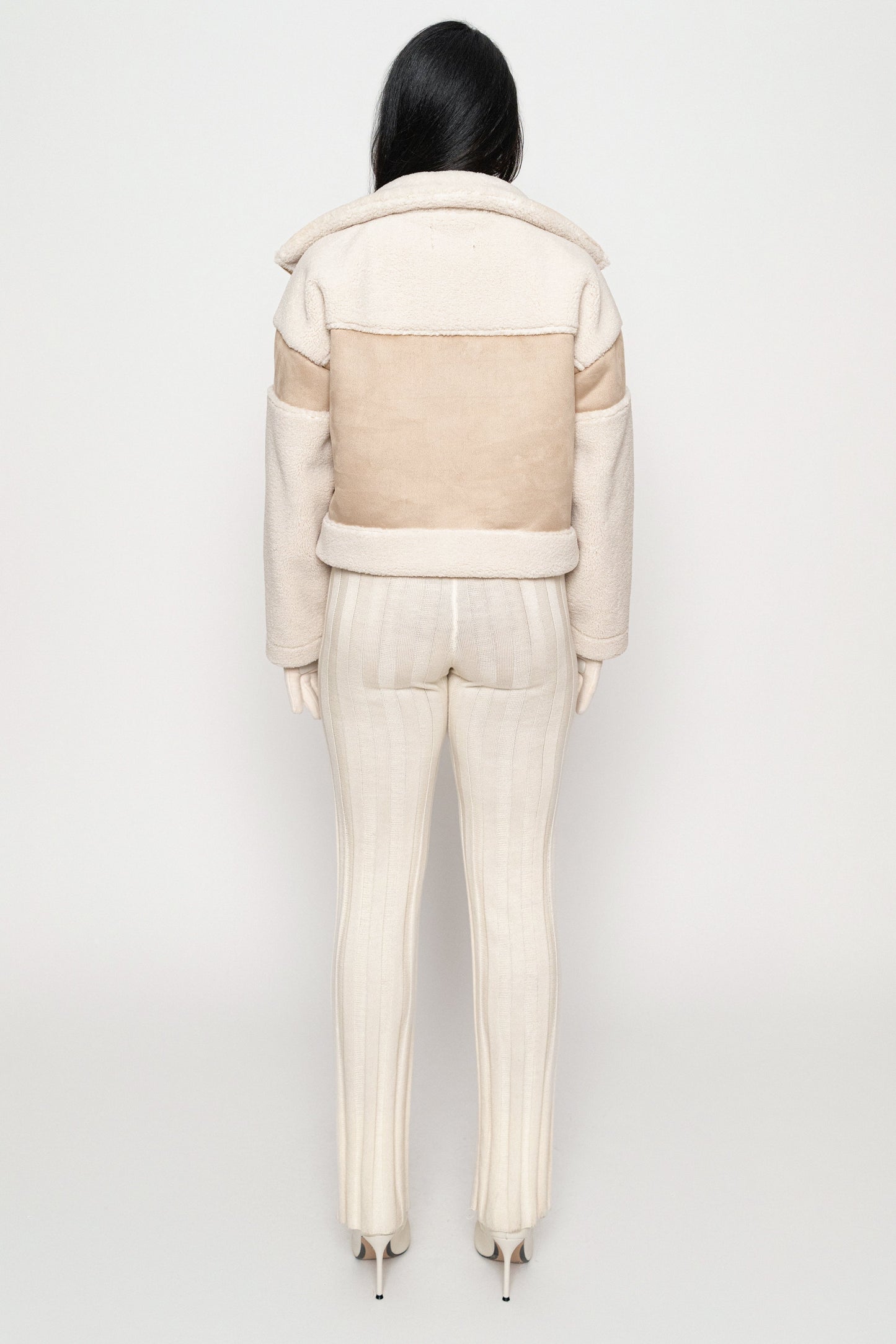 Sand Suede And Sherpa Jacket JLUXLABEL