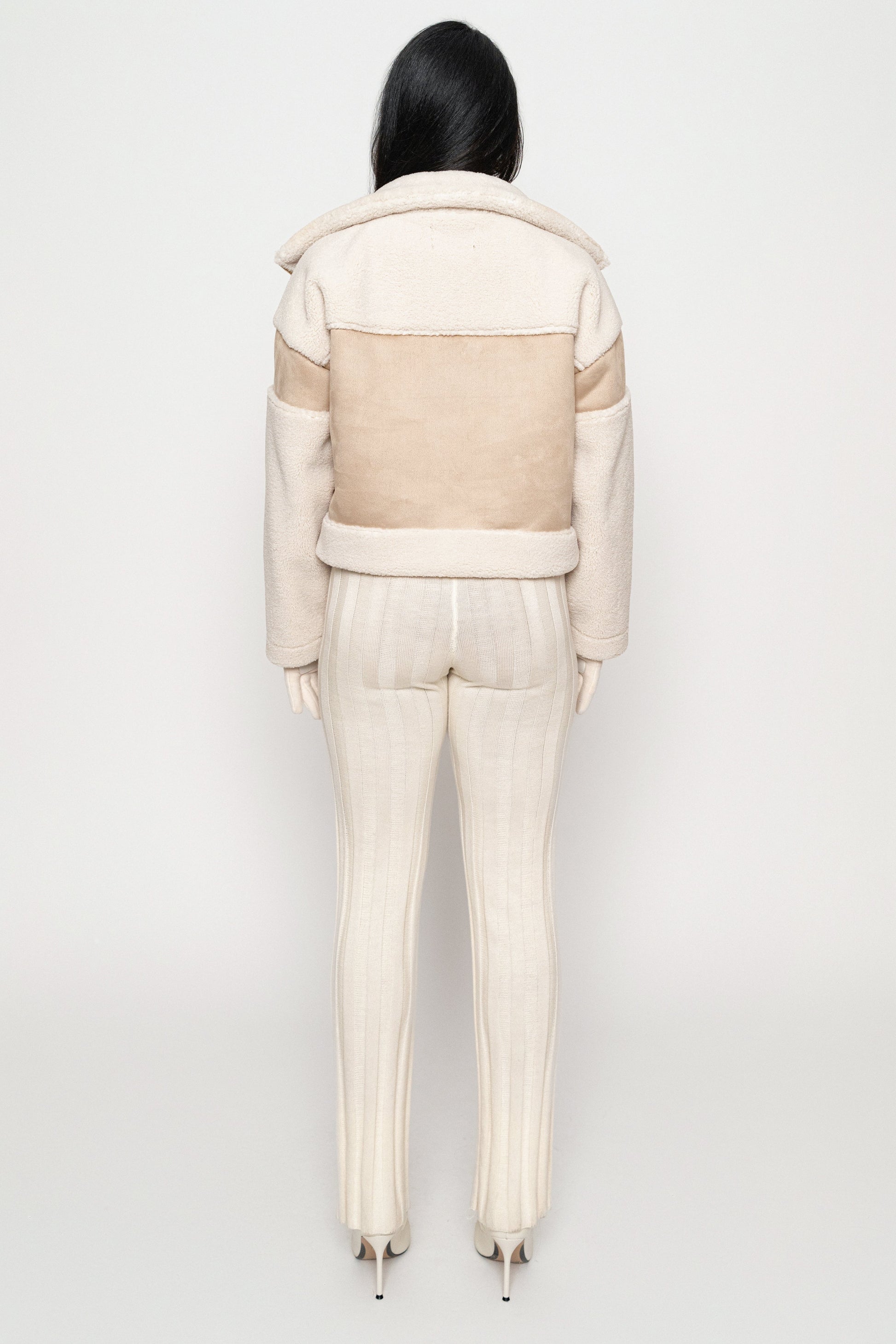 Sand Suede And Sherpa Jacket JLUXLABEL