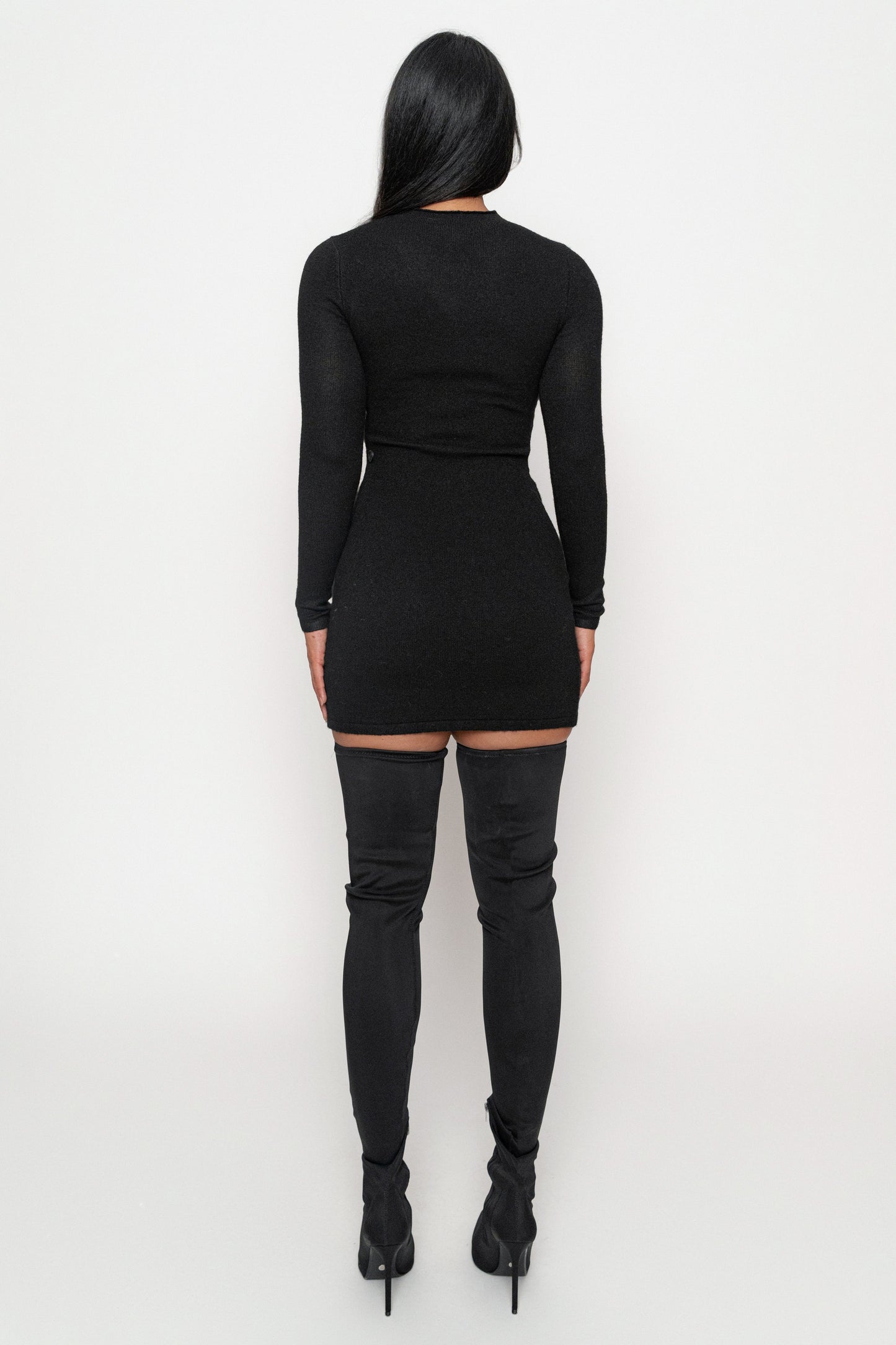 Black Scarf Draped Mini Dress JLUXLABEL