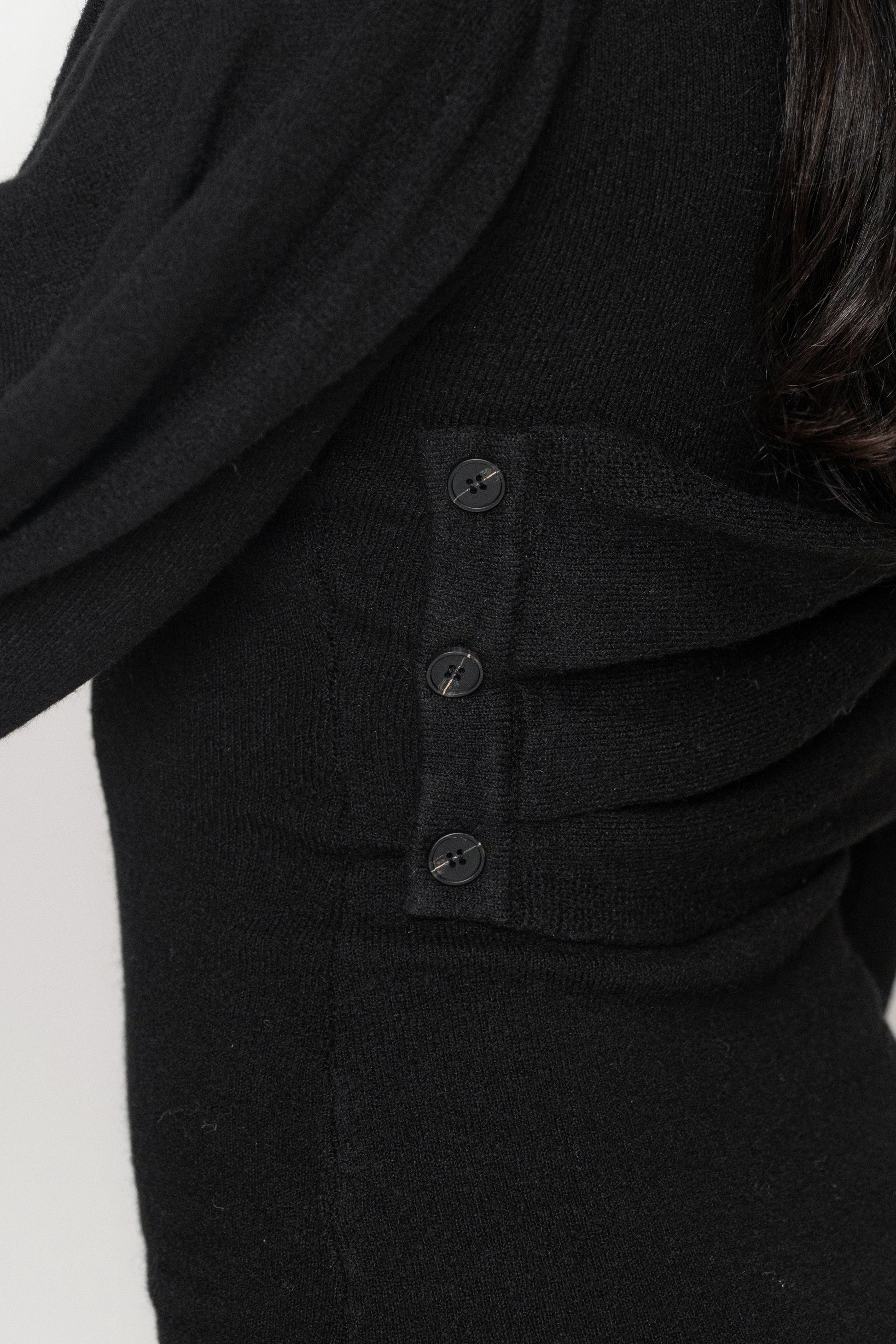 Black Scarf Draped Mini Dress JLUXLABEL