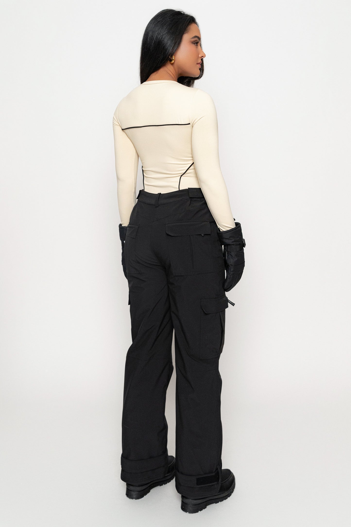 Cream/Black Pilar Piped Bodysuit JLUXLABEL