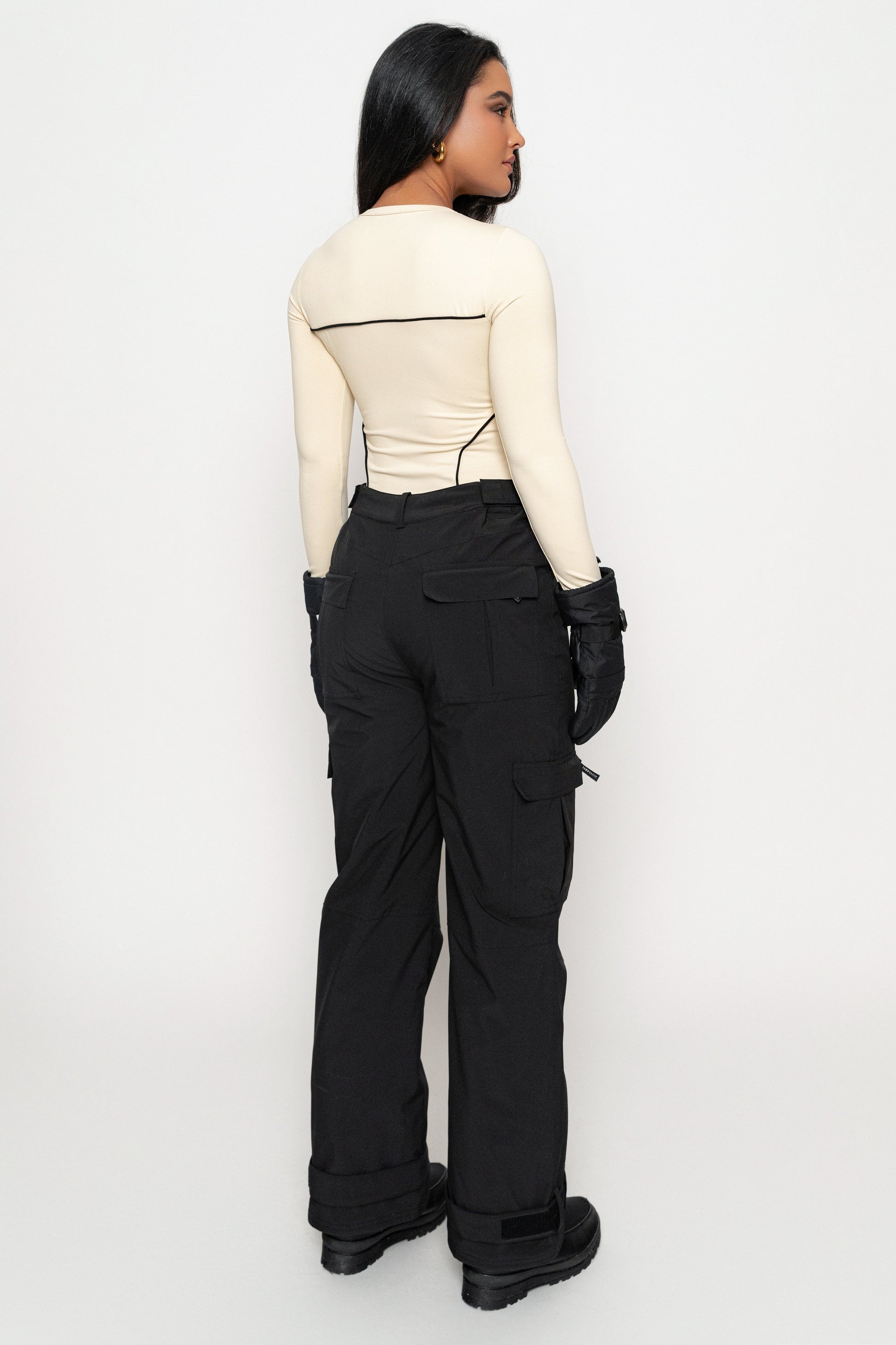 Cream/Black Pilar Piped Bodysuit JLUXLABEL