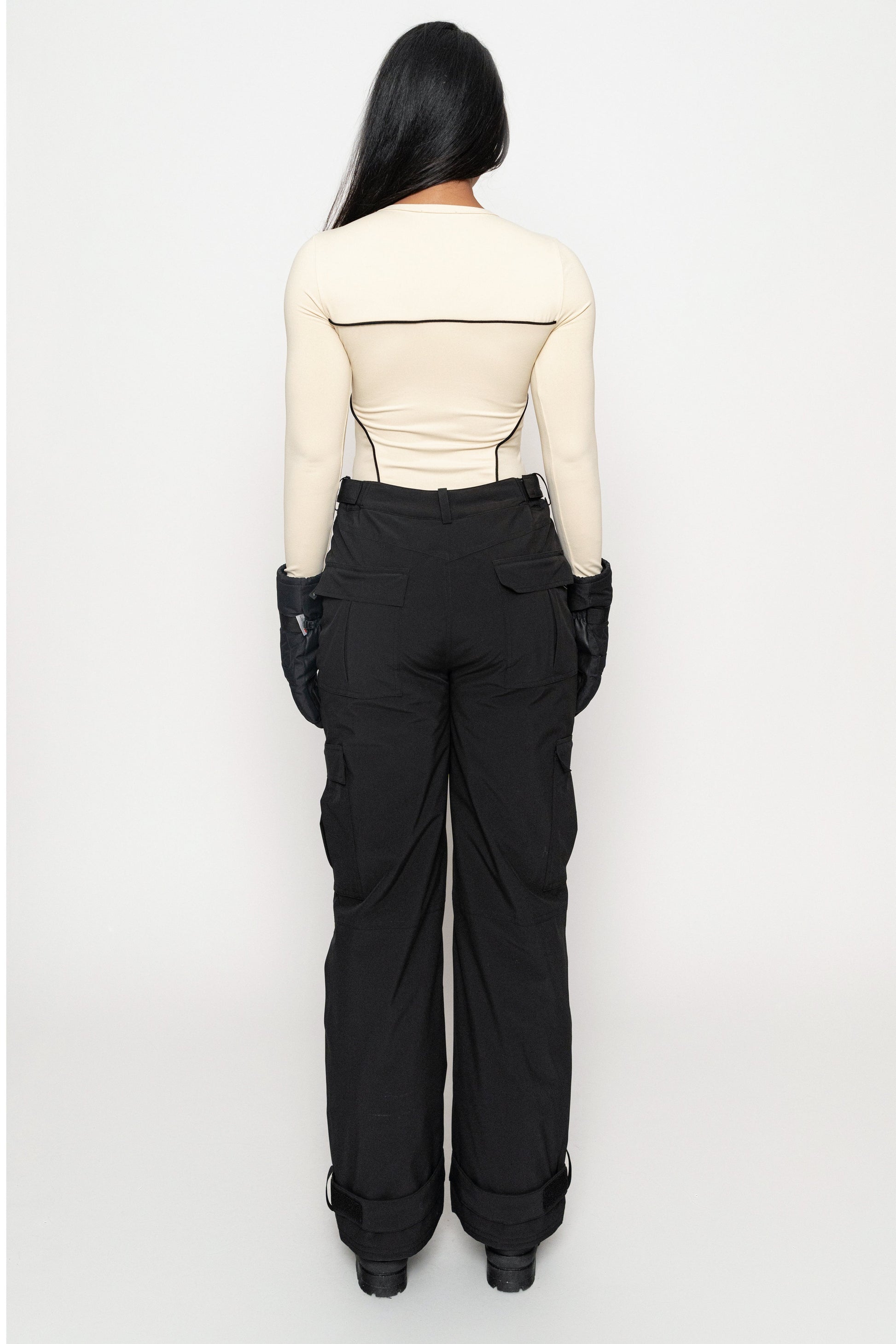Cream/Black Pilar Piped Bodysuit JLUXLABEL