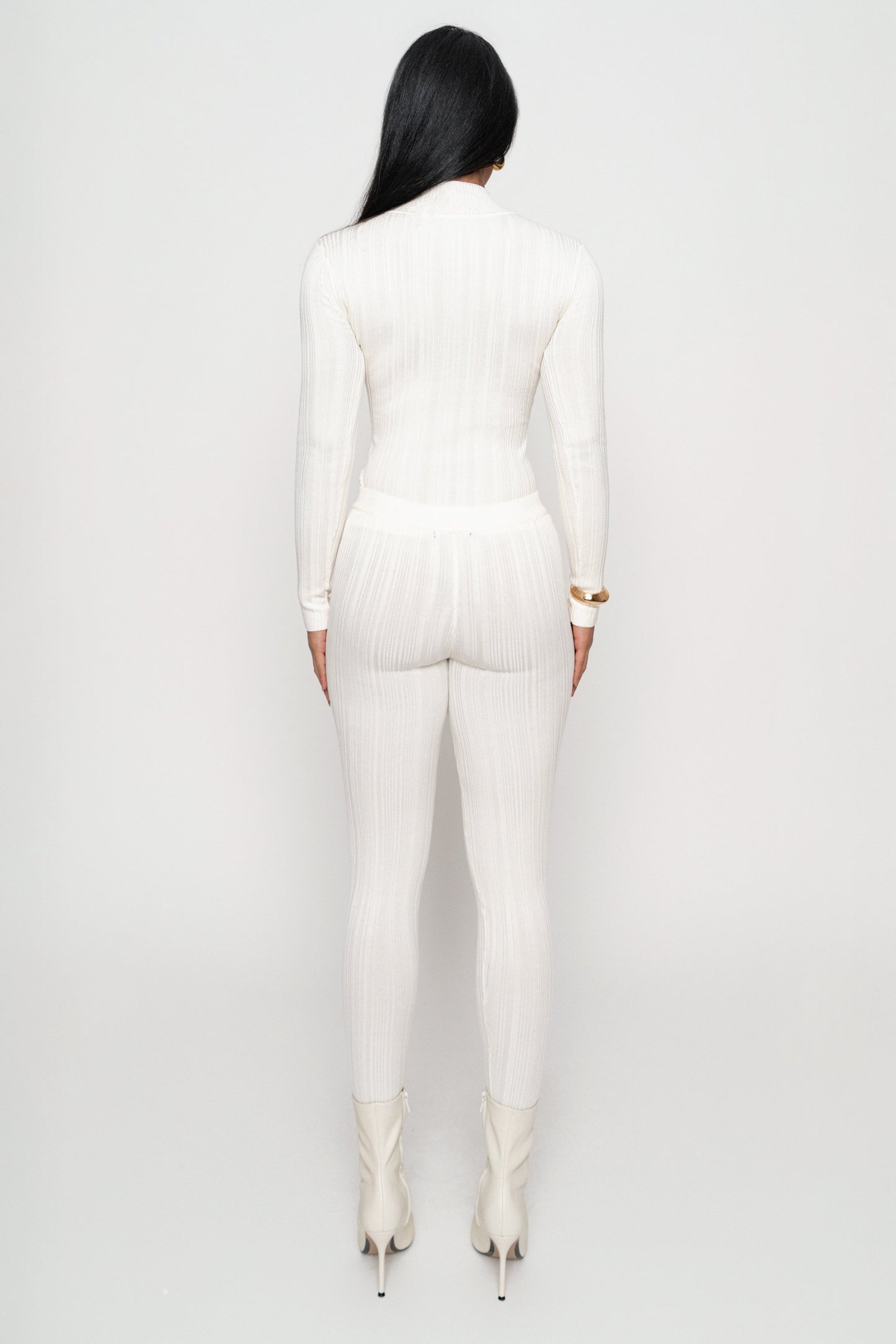 Ivory Ribbed Mock Neck Top JLUXLABEL
